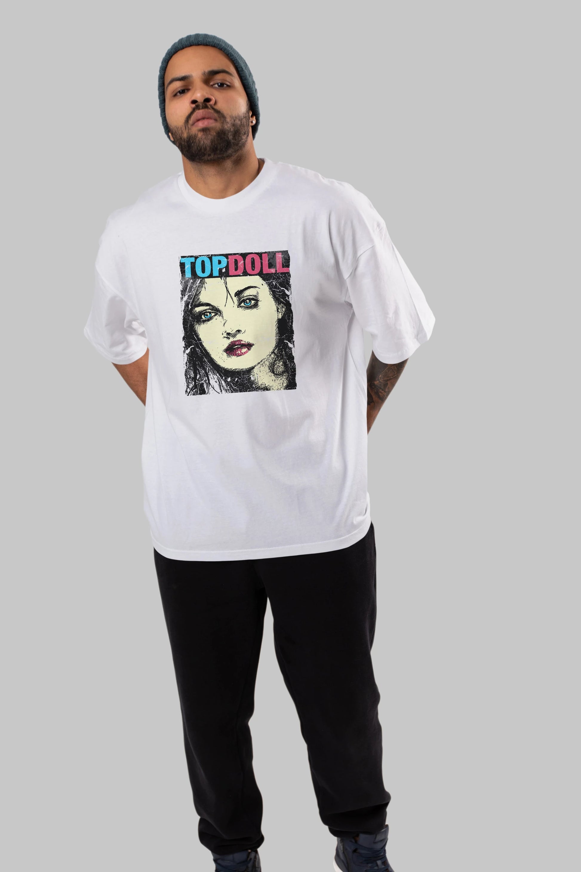 Topdoll Streetwear Ön Baskılı Oversize t-shirt Erkek Kadın Unisex