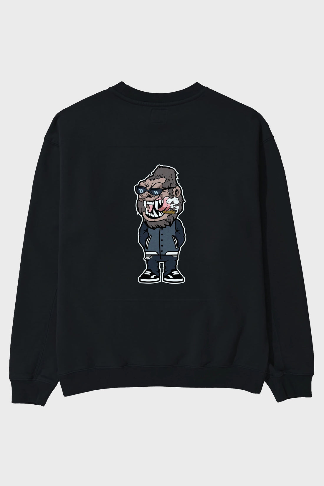Gorilla Street Style Arka Baskılı Oversize Sweatshirt Erkek Kadın Unisex