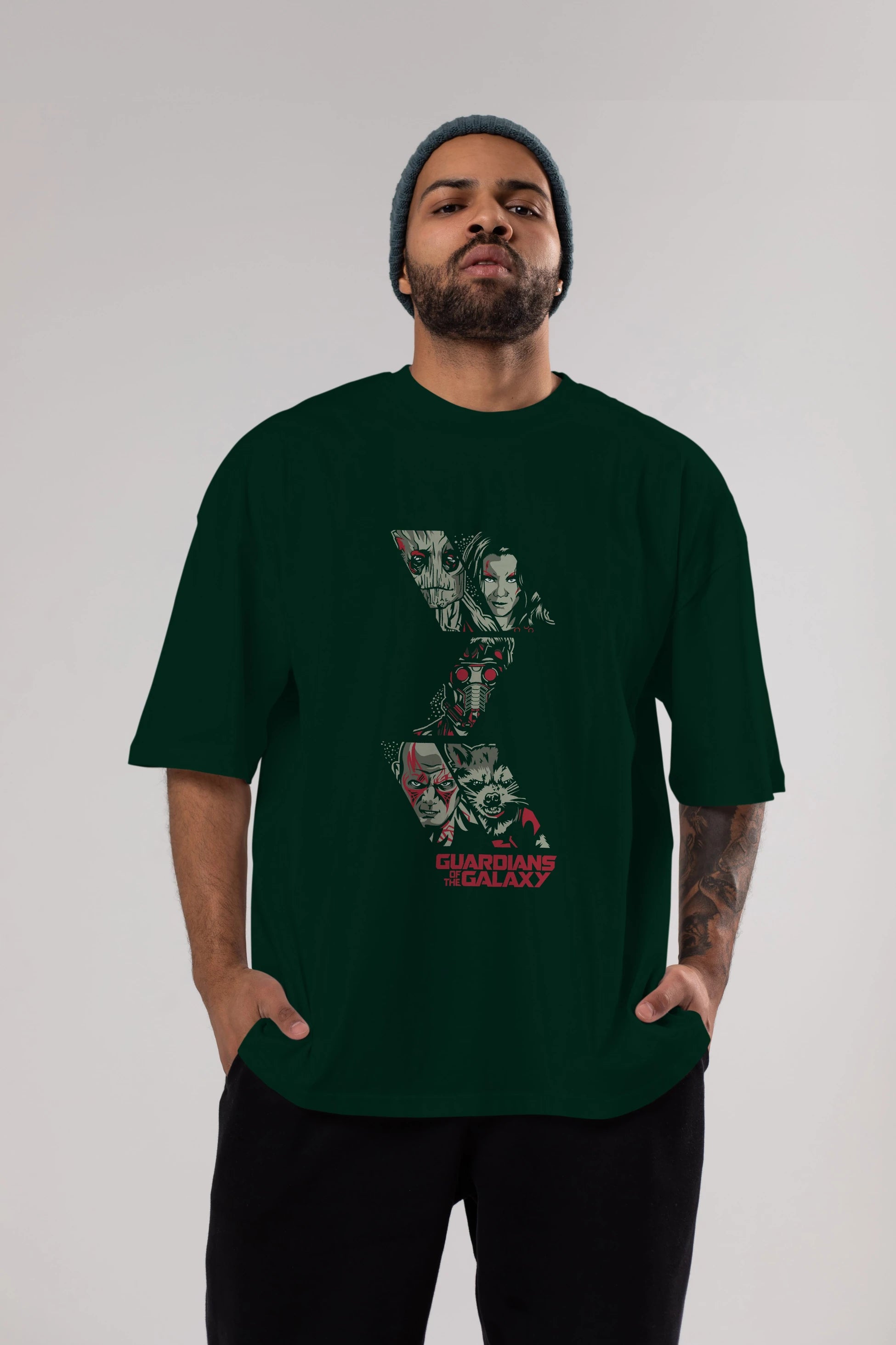 Guardians of The Galaxy (2) Ön Baskılı Oversize t-shirt Erkek Kadın Unisex %100 Pamuk Bisiklet Yaka tişort