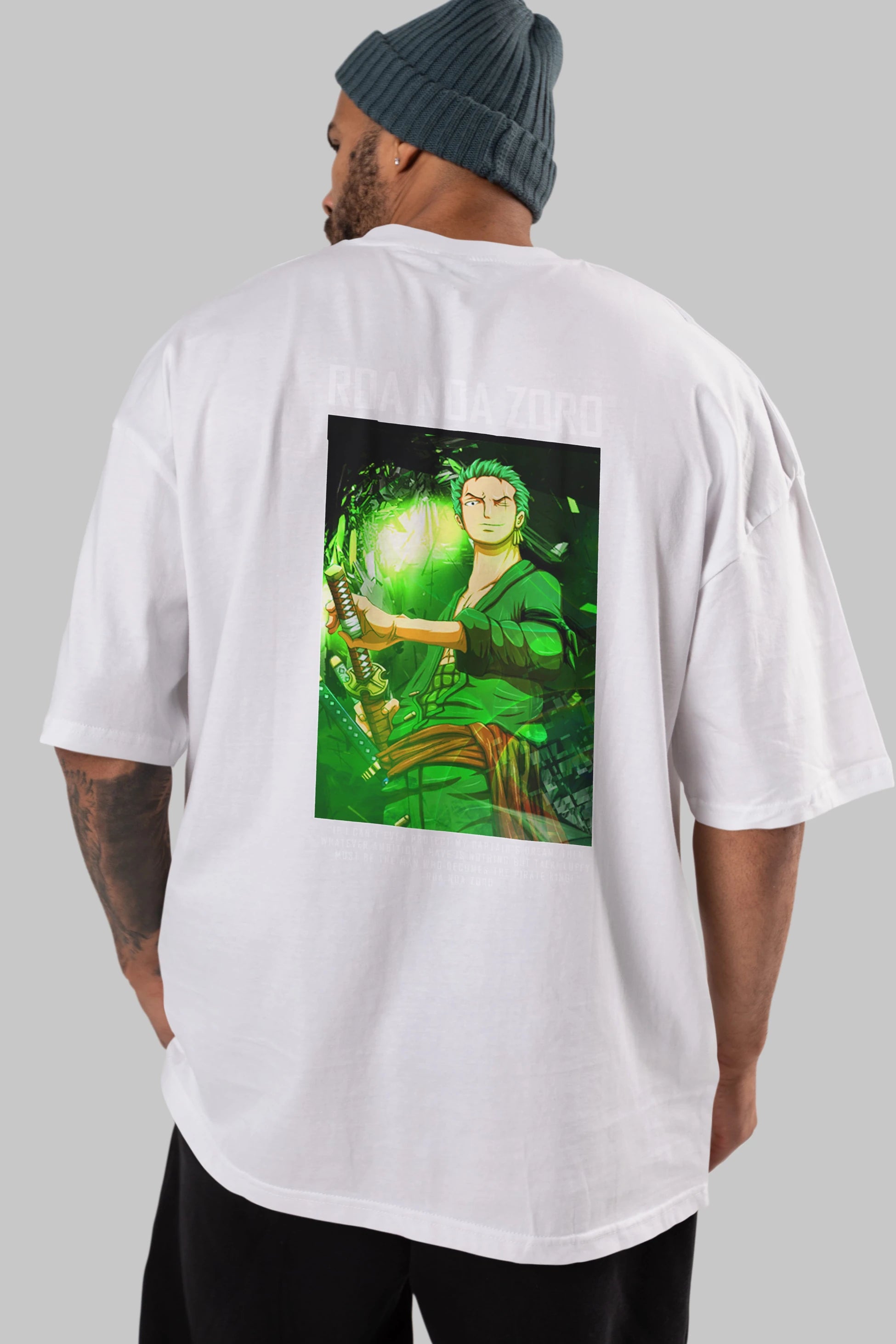 Roronoa Zoro 5 Anime Arka Baskılı Oversize t-shirt Erkek Kadın Unisex %100 pamuk tişort