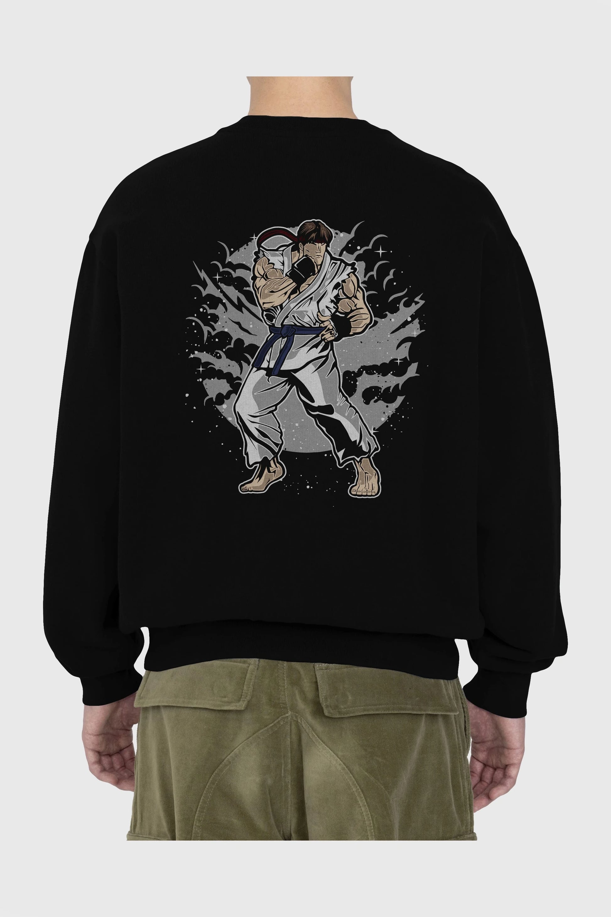 RYU Arka Baskılı Oversize Sweatshirt Erkek Kadın Unisex