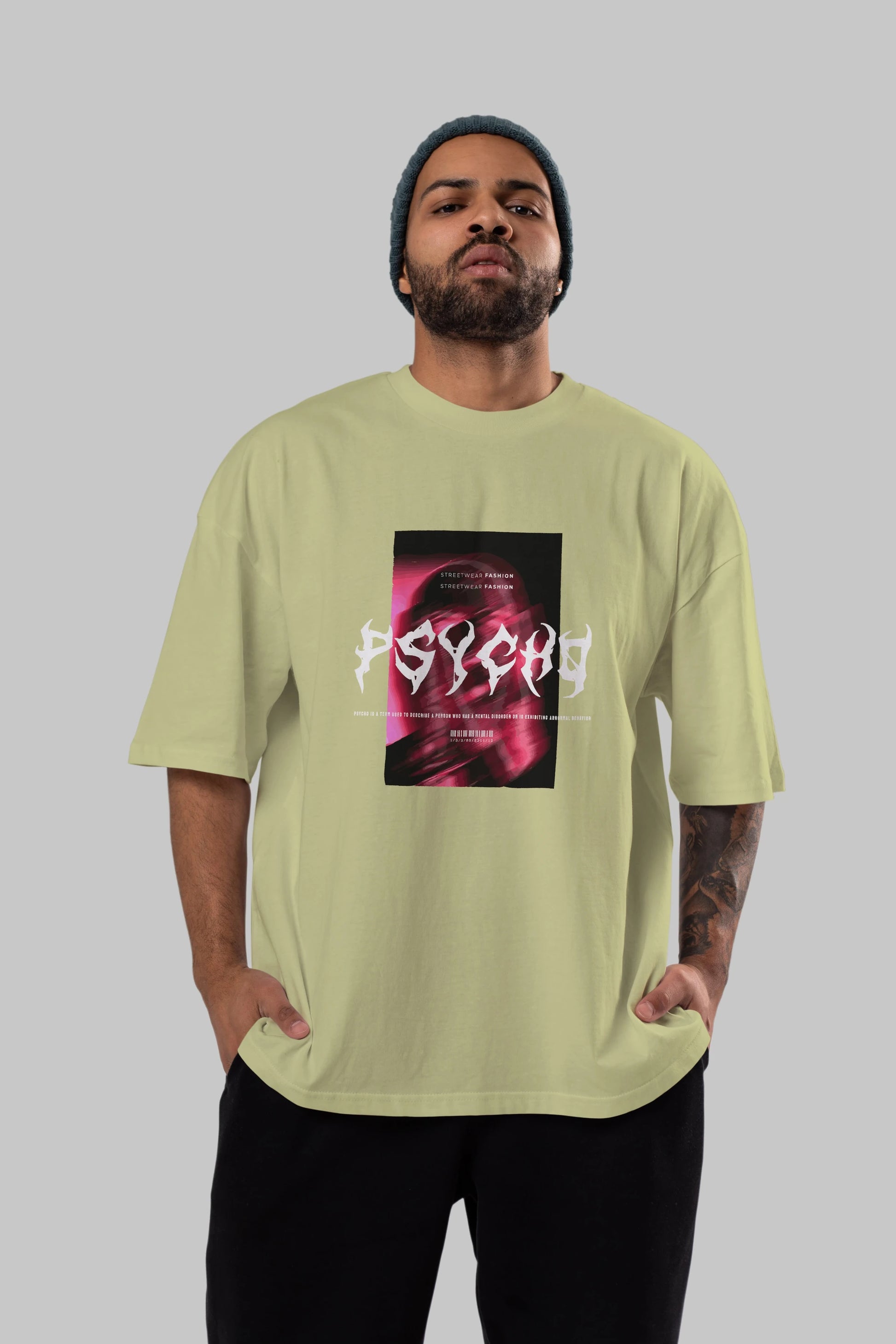 Psycho Streetwear Ön Baskılı Oversize t-shirt Erkek Kadın Unisex