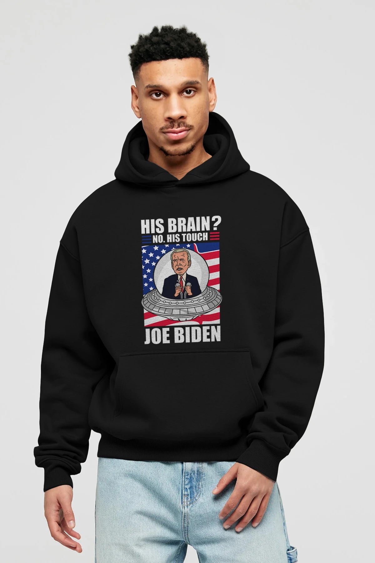 Alien Biden Ön Baskılı Hoodie Oversize Kapüşonlu Sweatshirt Erkek Kadın Unisex