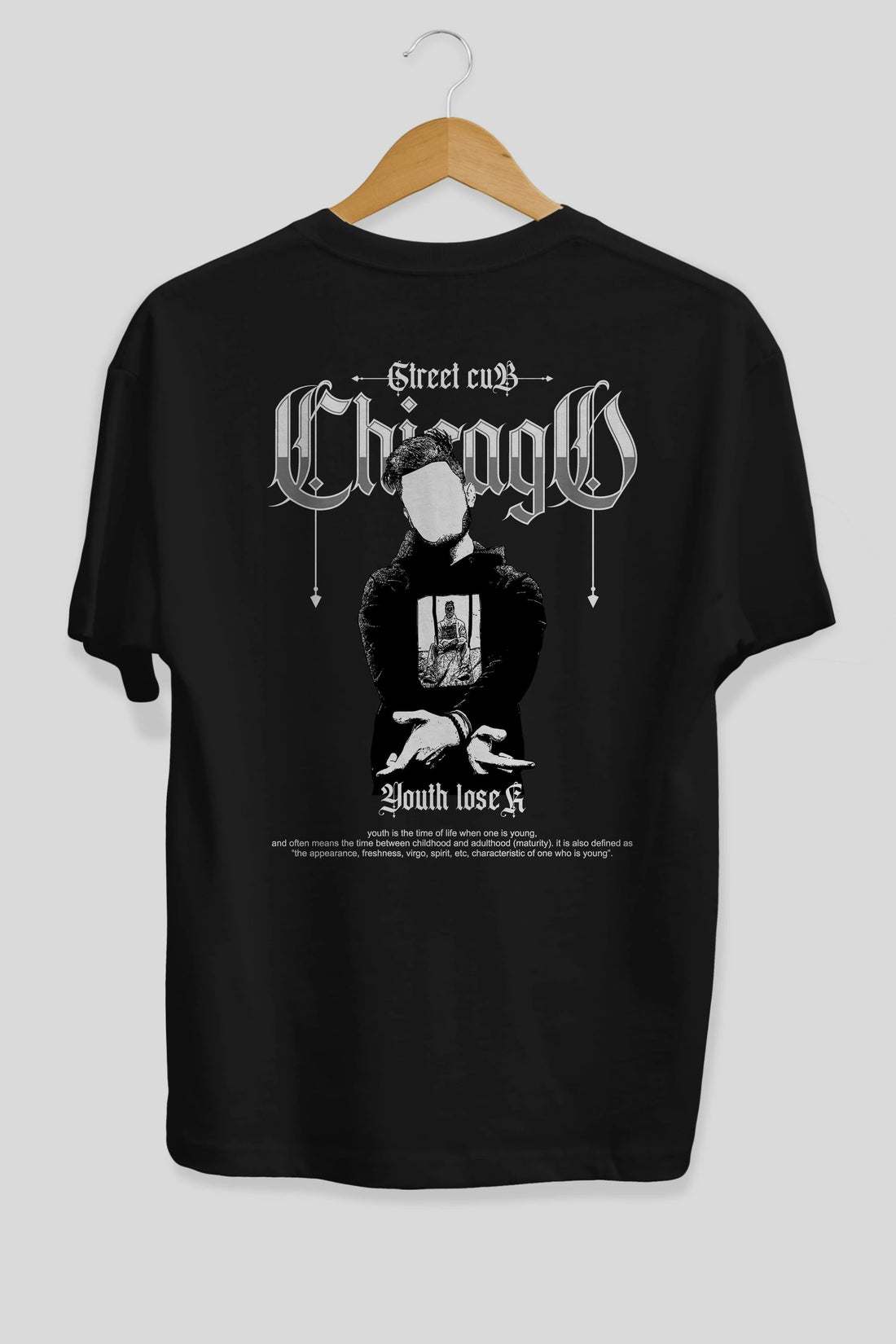 Chicago Street Club Arka Baskılı Oversize t-shirt Erkek Kadın Unisex