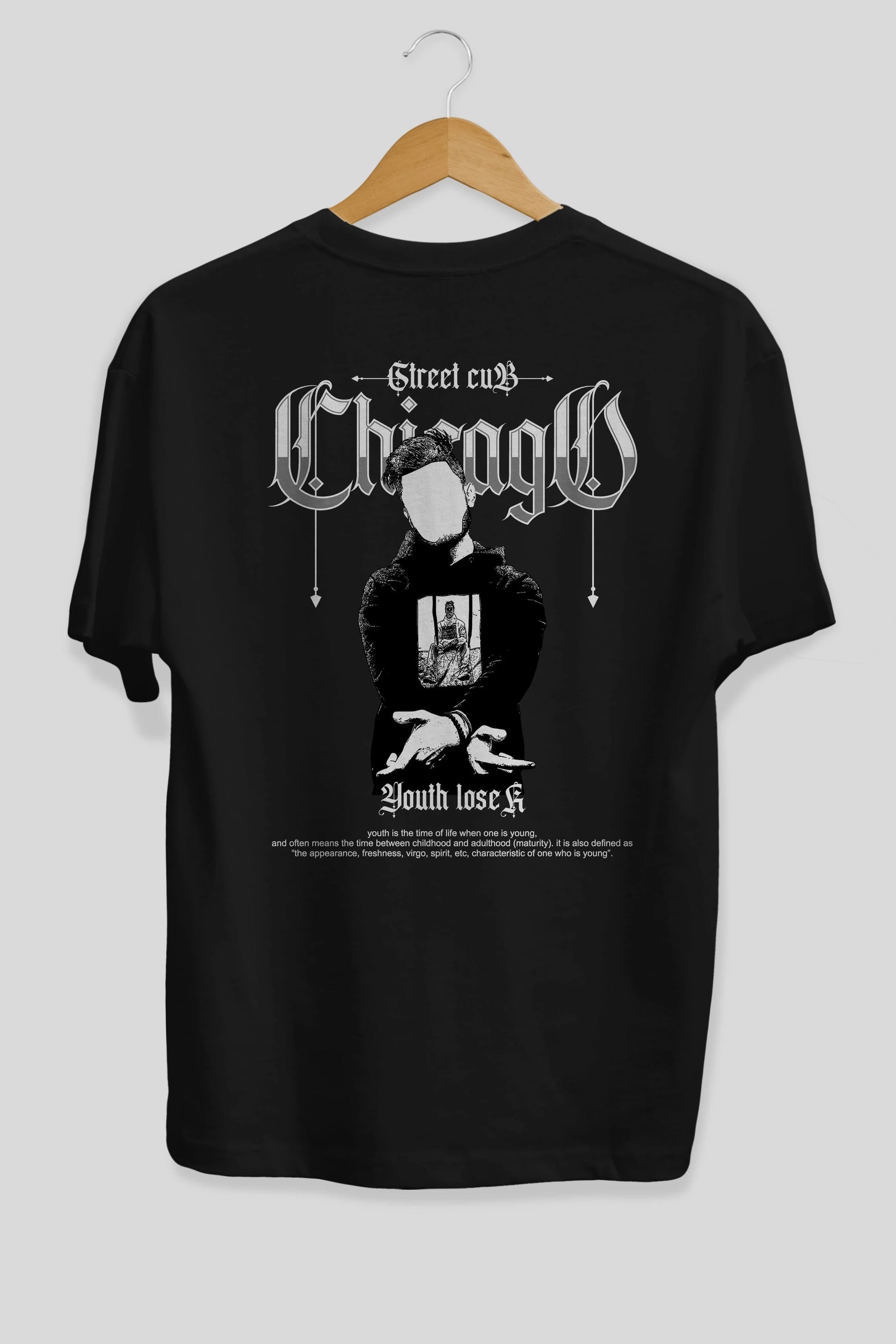Chicago Street Club Arka Baskılı Oversize t-shirt Erkek Kadın Unisex