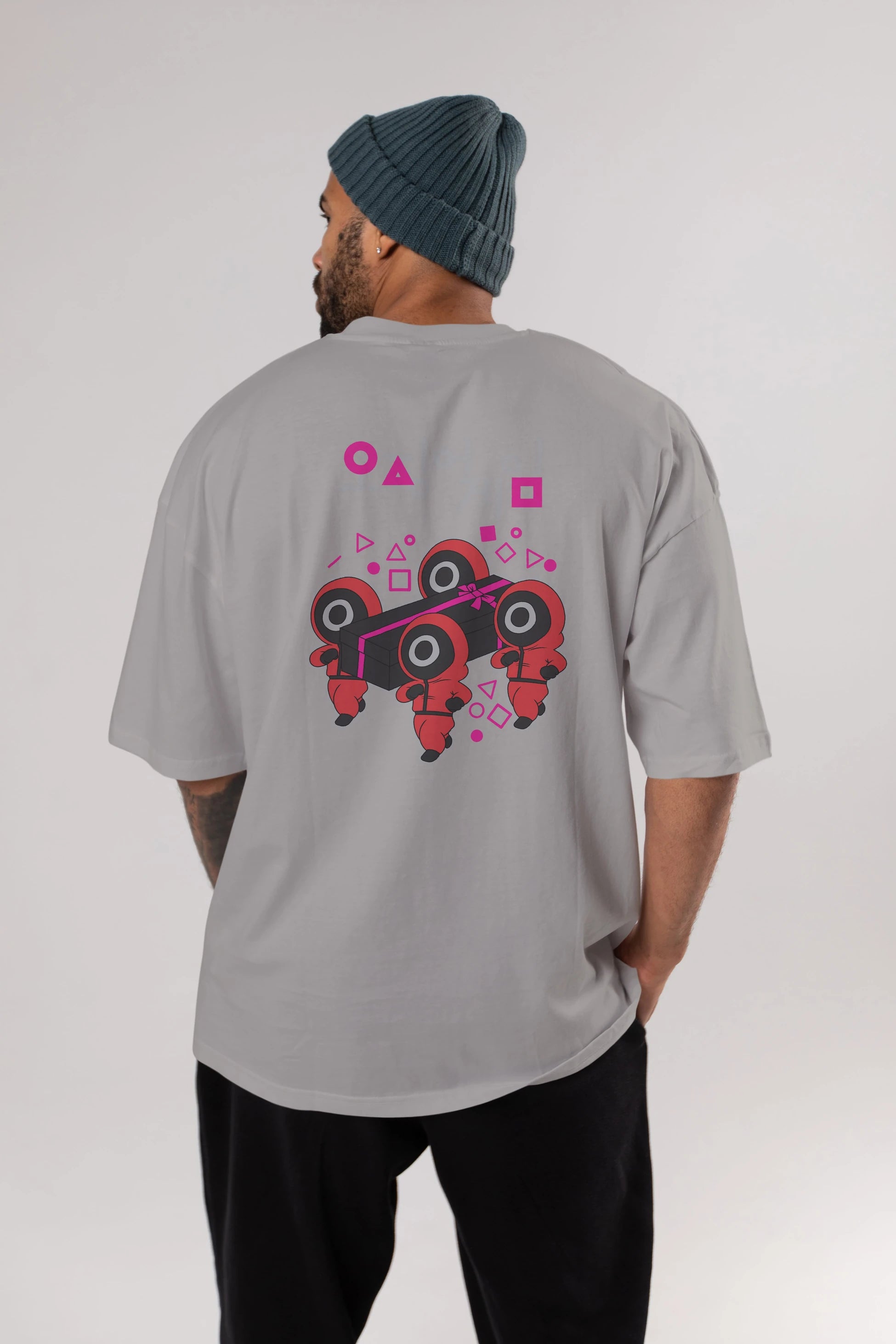 Squid Game (6) Arka Baskılı Oversize t-shirt Erkek Kadın Unisex %100 Pamuk Bisiklet Yaka tişort