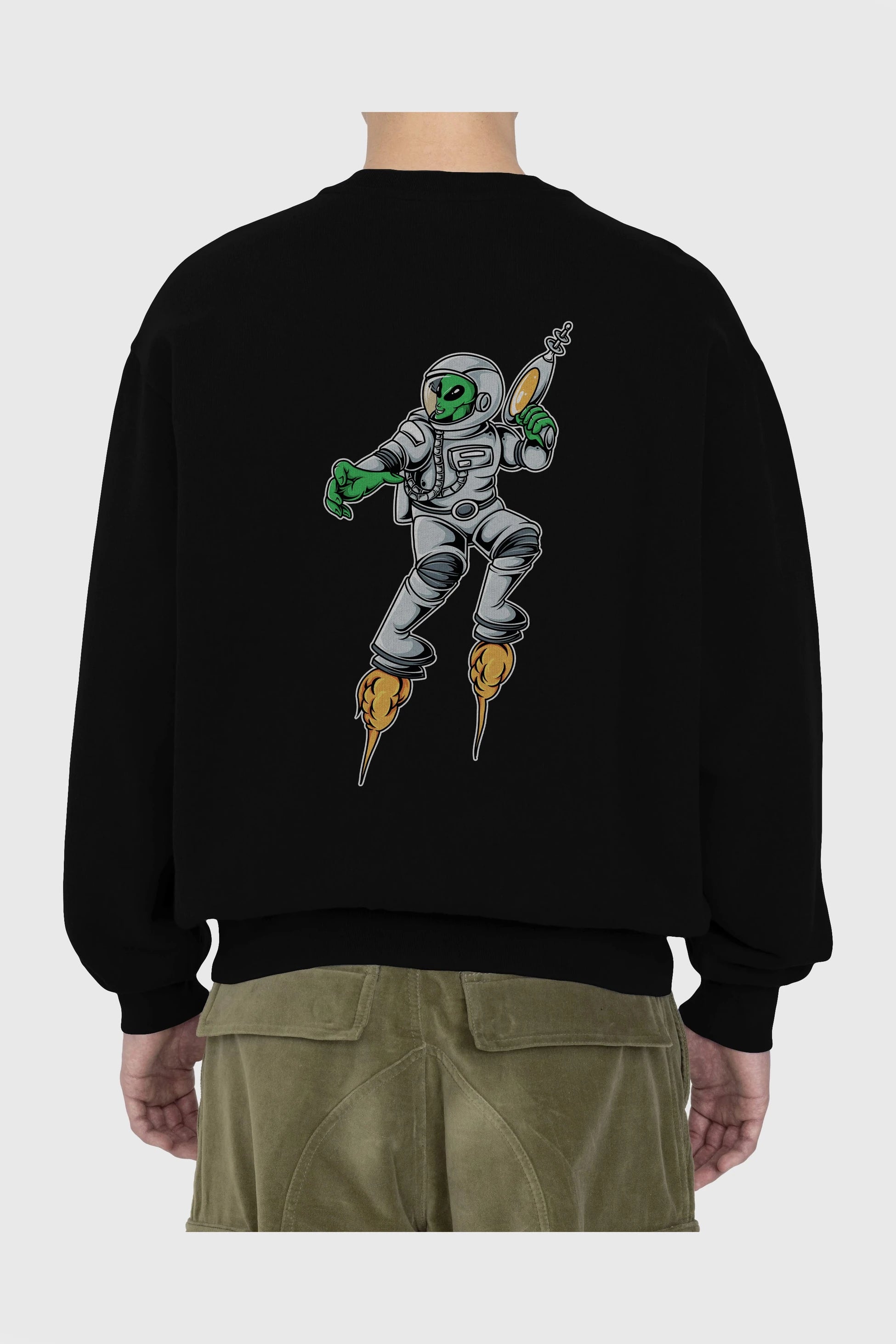 Alien Wars Tshirt Arka Baskılı Oversize Sweatshirt Erkek Kadın Unisex