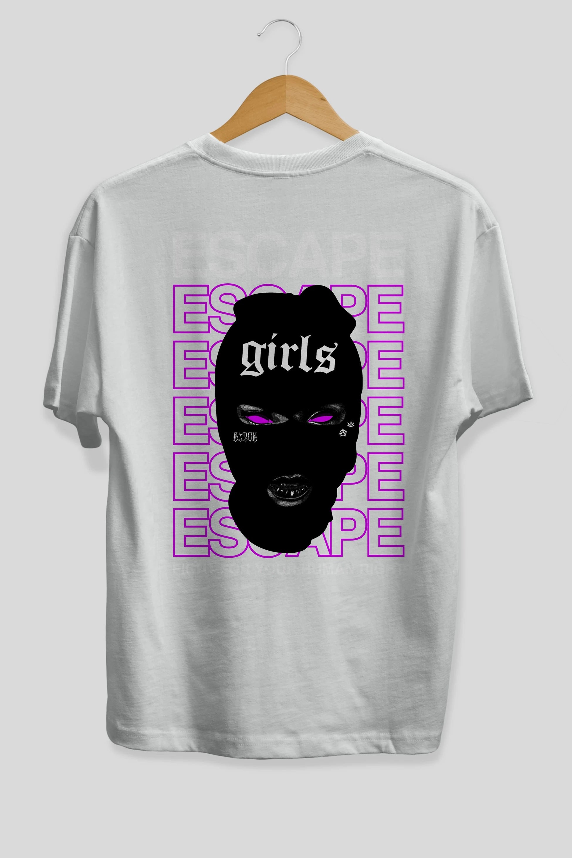 Escape Girl Arka Baskılı Oversize t-shirt Erkek Kadın Unisex