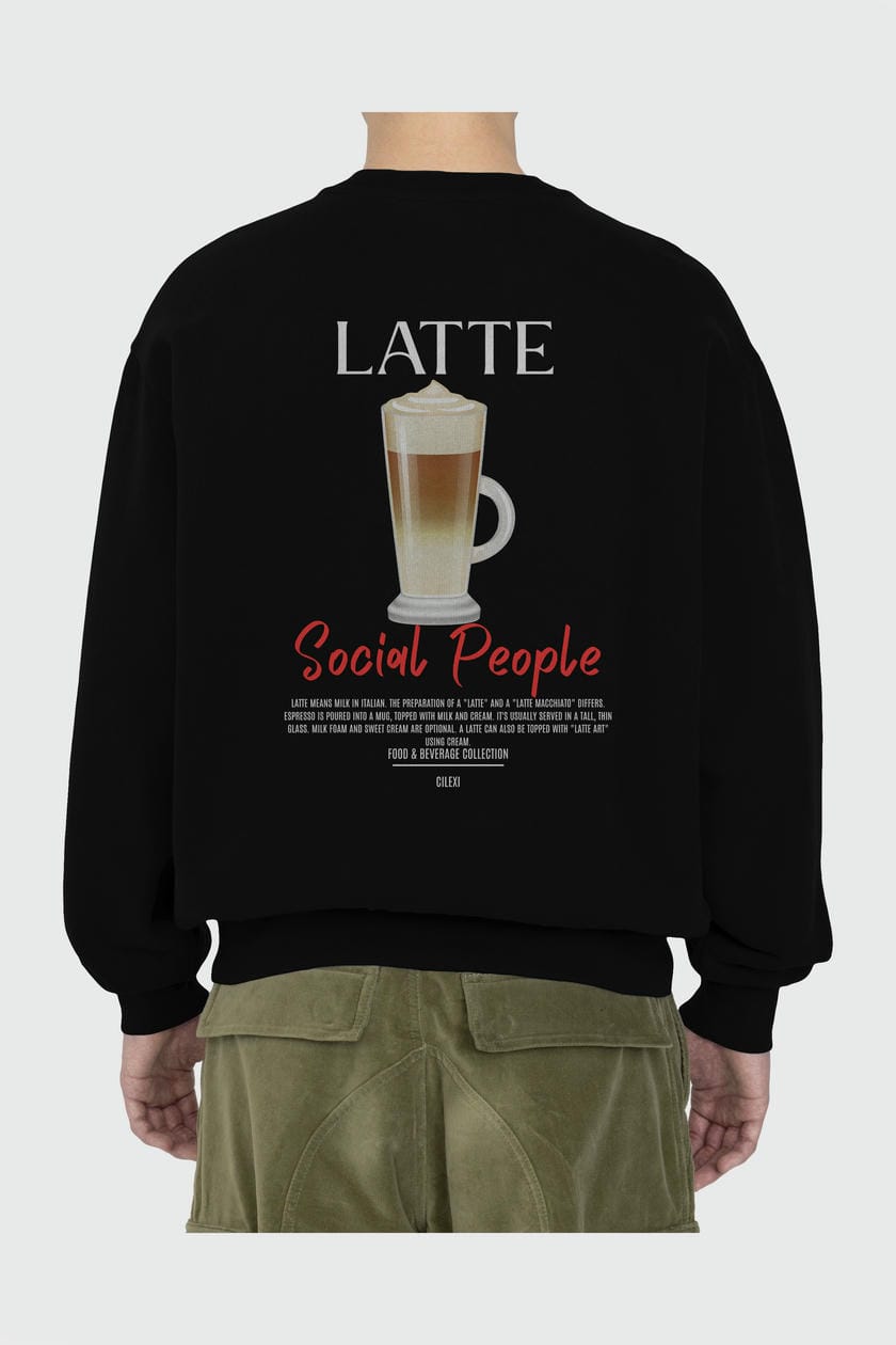 Latte Arka Baskılı Oversize Sweatshirt Erkek Kadın Unisex