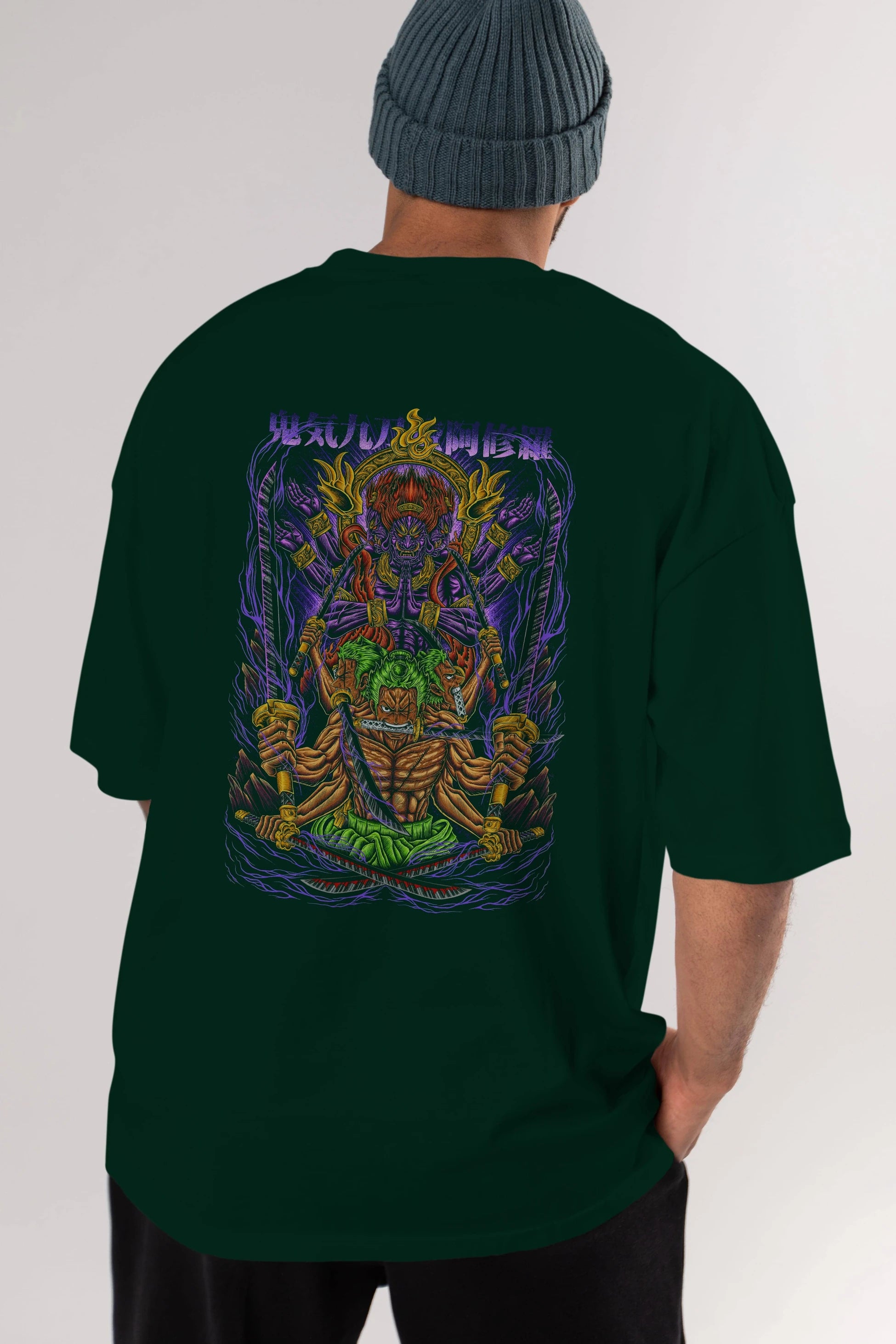 RORONOA ZORO 2 Anime Arka Baskılı Oversize t-shirt Erkek Kadın Unisex