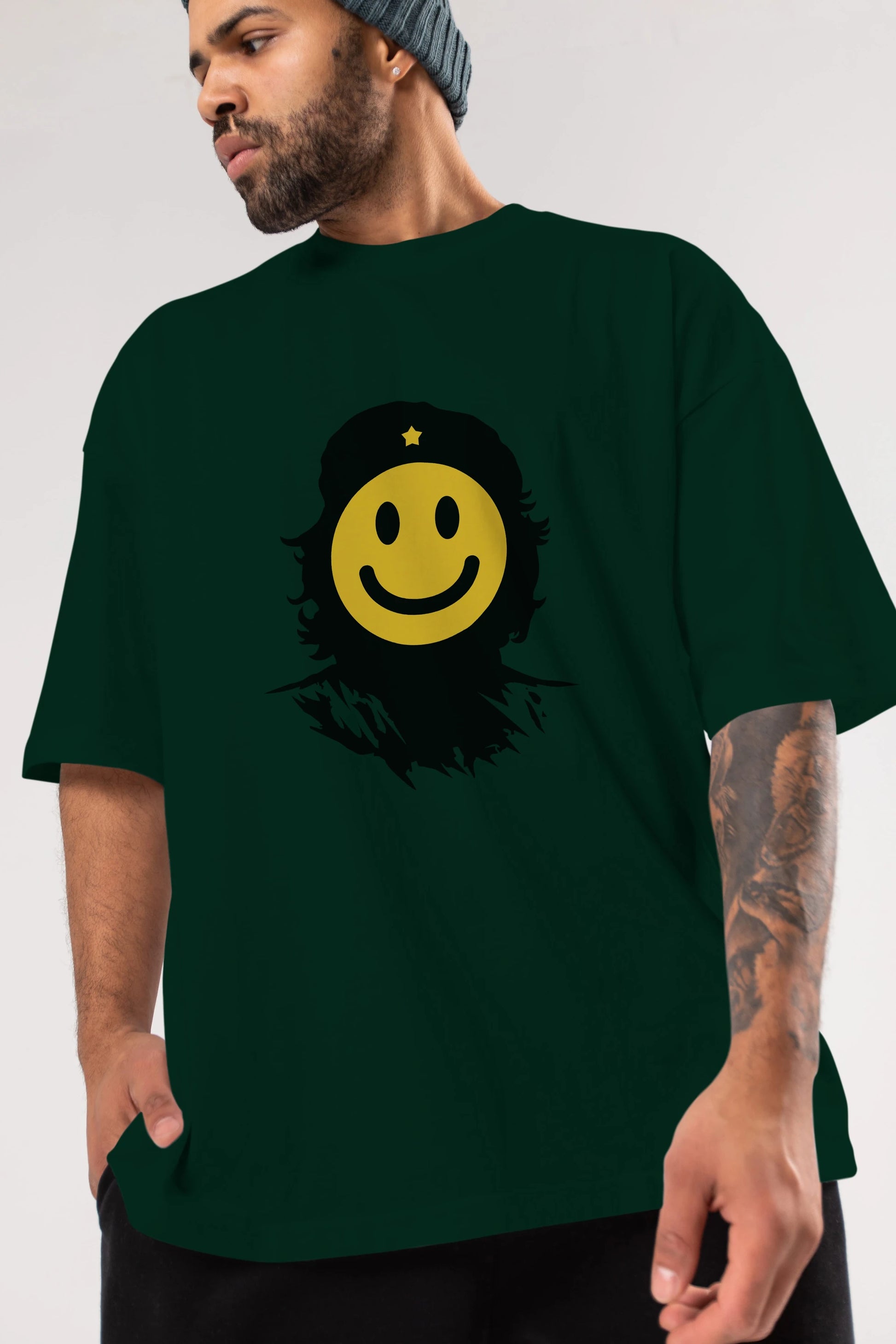 Che Smile Ön Baskılı Oversize t-shirt %100 pamuk Erkek Kadın Unisex