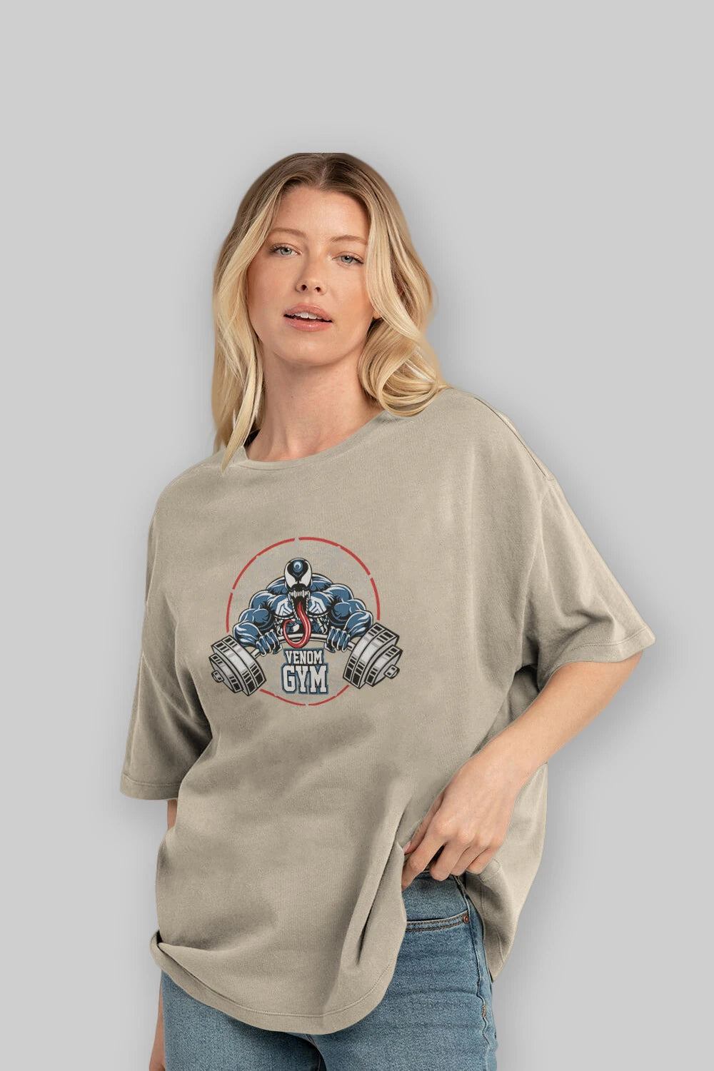 Venom GYM Ön Baskılı Oversize t-shirt Erkek Kadın Unisex %100 Pamuk Bisiklet Yaka tişort