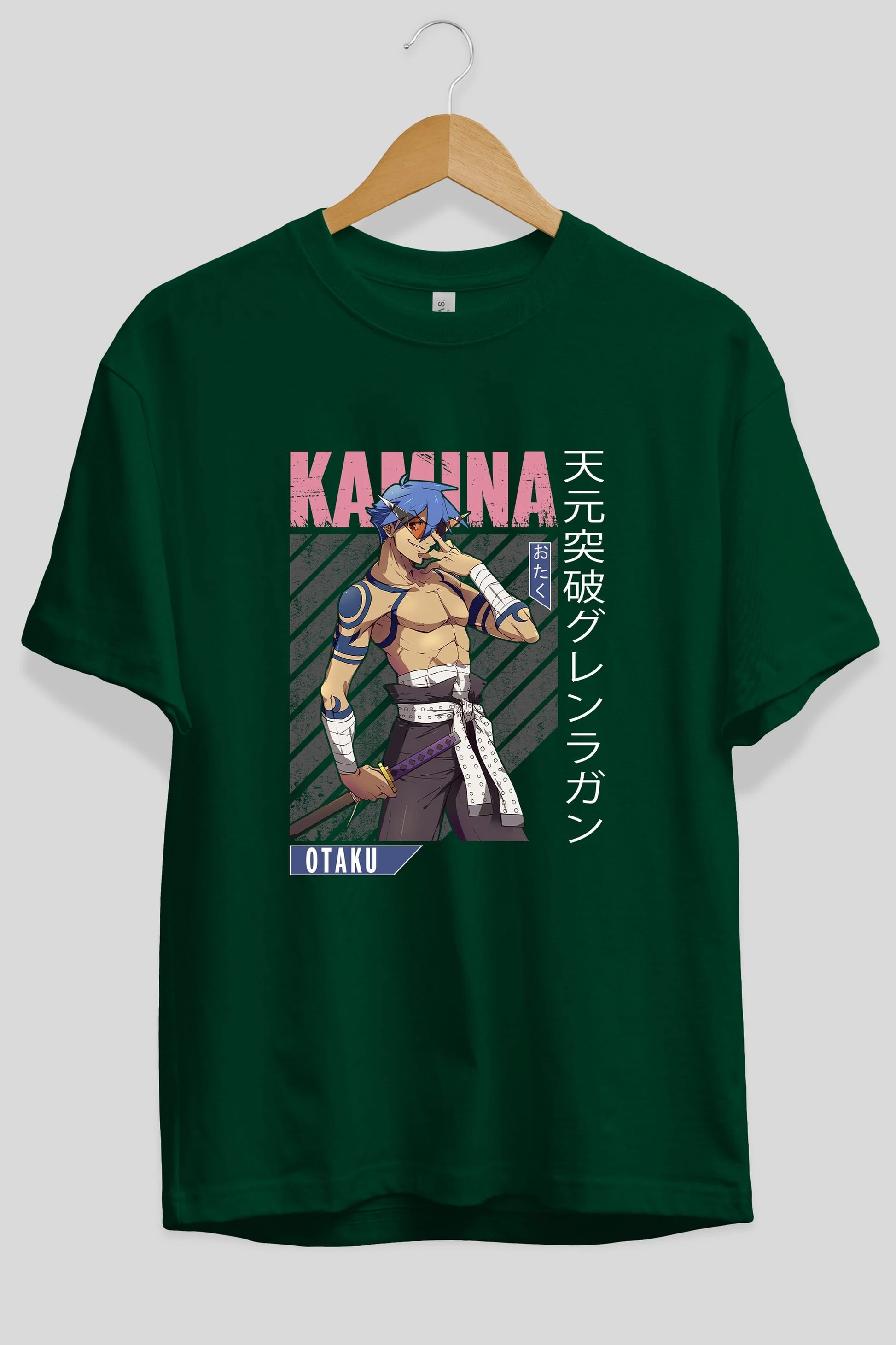 Kamina 5 Anime Ön Baskılı Oversize t-shirt %100 pamuk Erkek Kadın Unisex