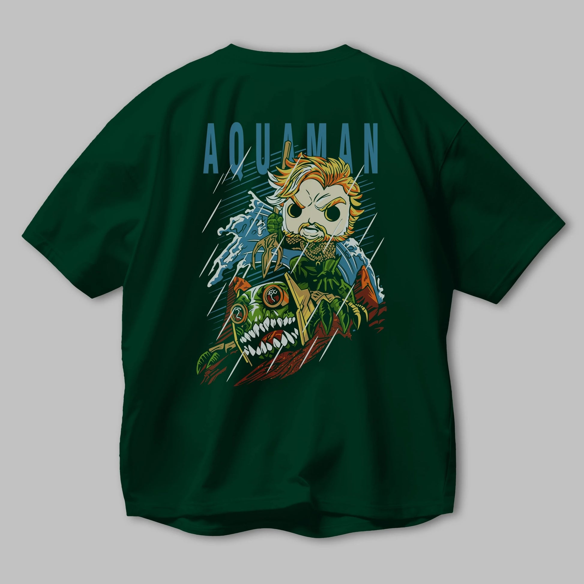 Aquaman Arka Baskılı Oversize t-shirt Erkek Kadın Unisex %100 Pamuk Bisiklet Yaka tişort