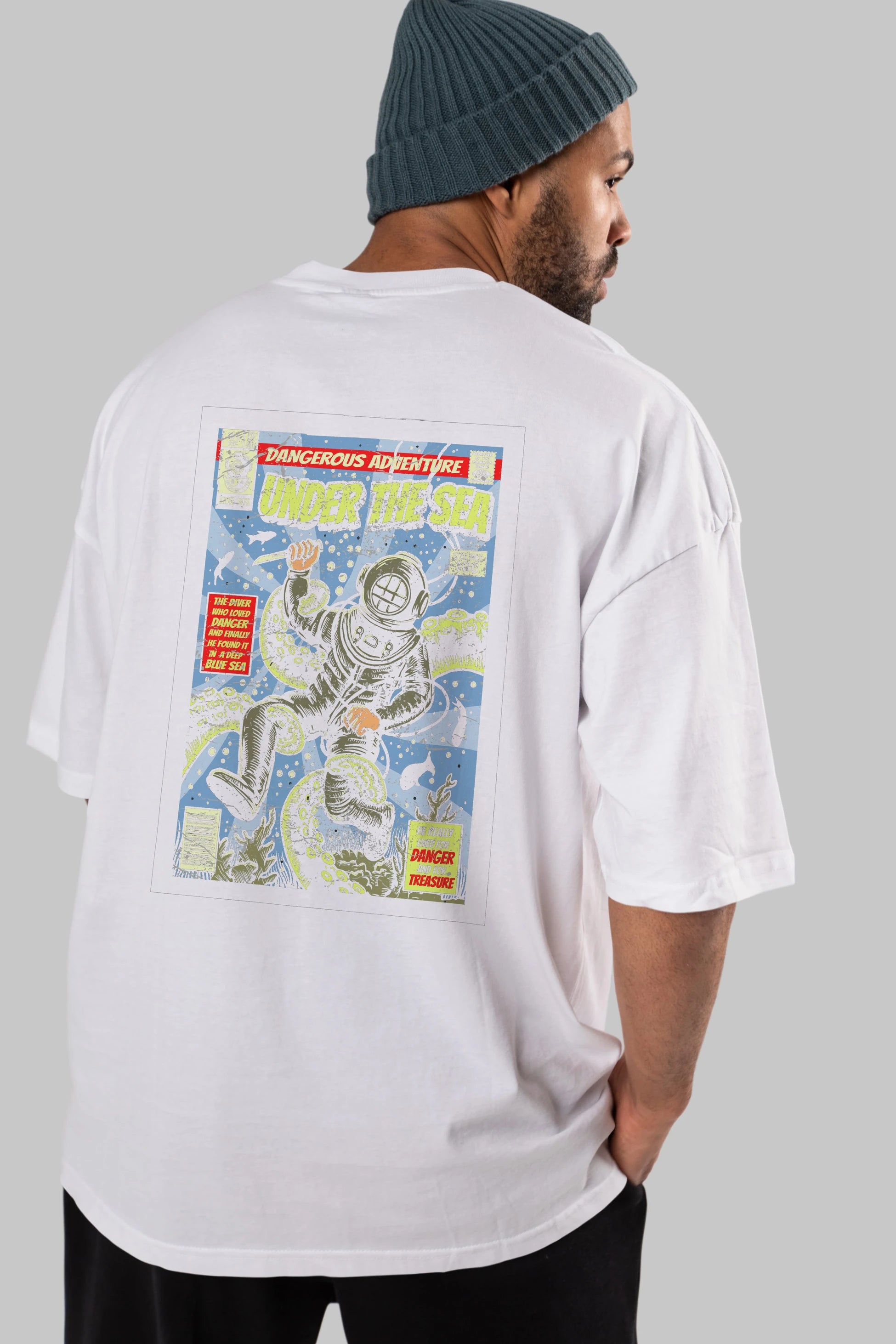 Under The Sea Arka Baskılı Oversize t-shirt Erkek Kadın Unisex %100 Pamuk