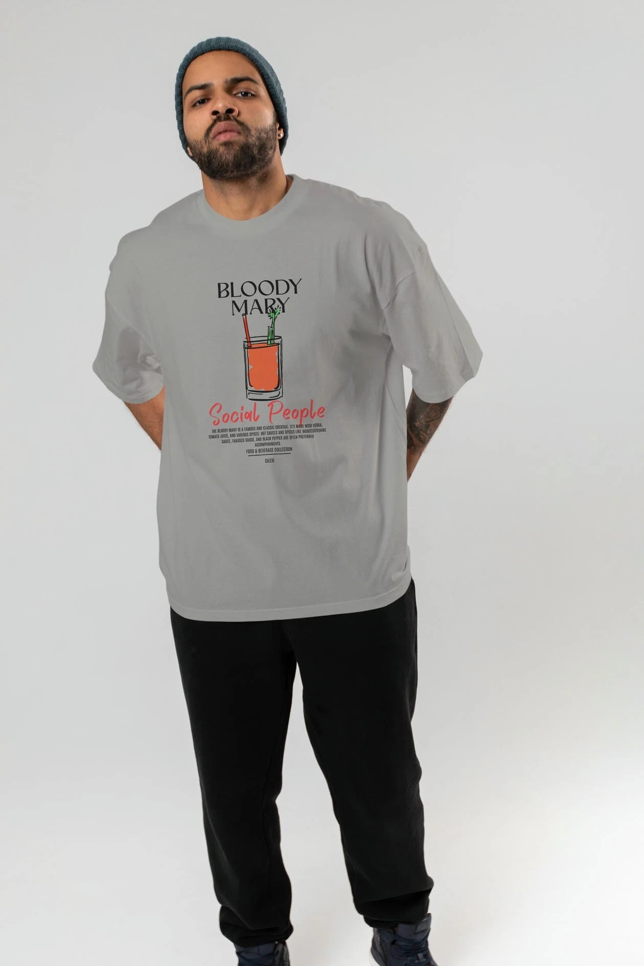 Bloody Mary Kokteyl Serisi ön Baskılı Oversize t-shirt Erkek Kadın %100 Pamuk Bisiklet Yaka tişort