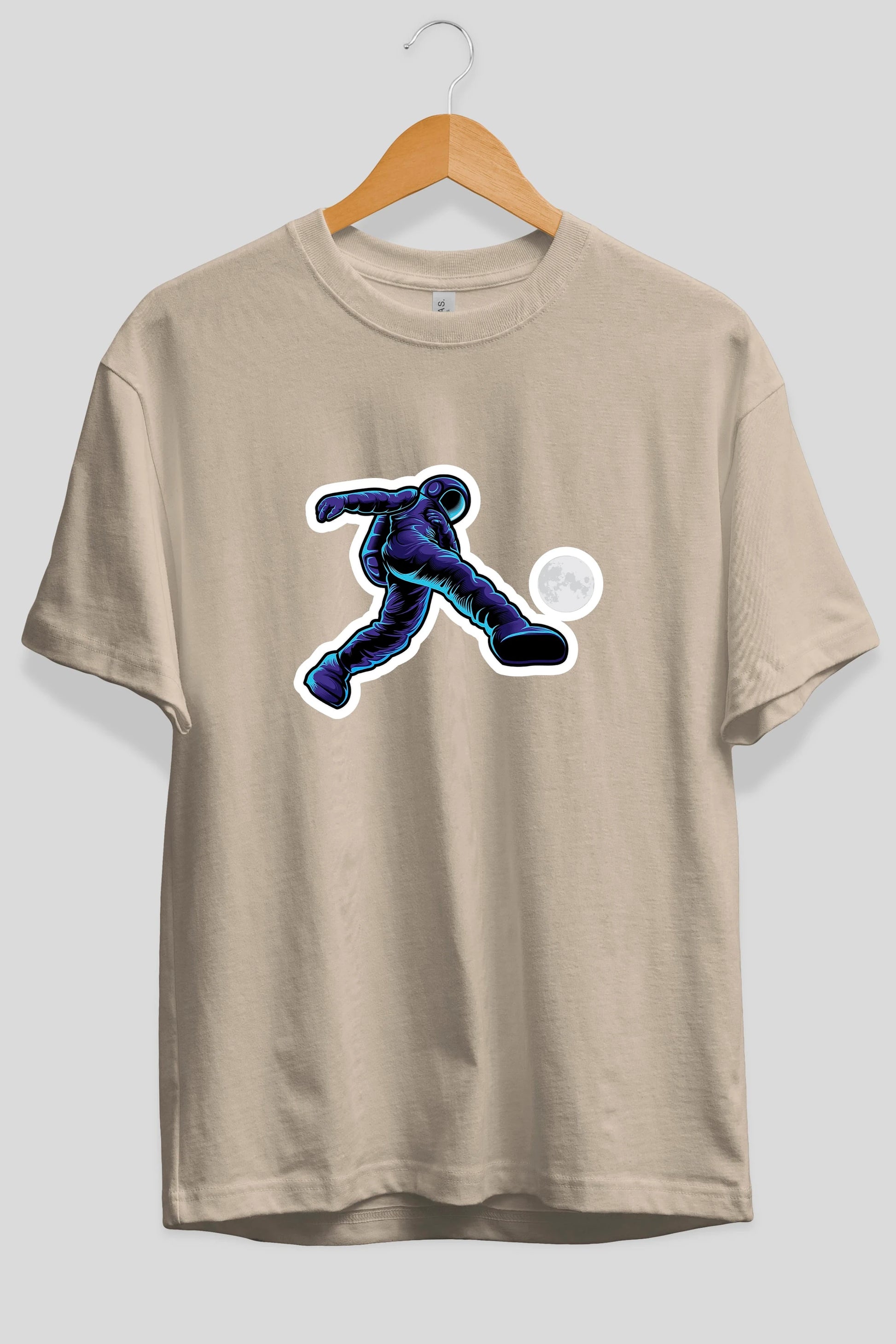 Astroball in Space Sticker Ön Baskılı Oversize t-shirt Erkek Kadın Unisex