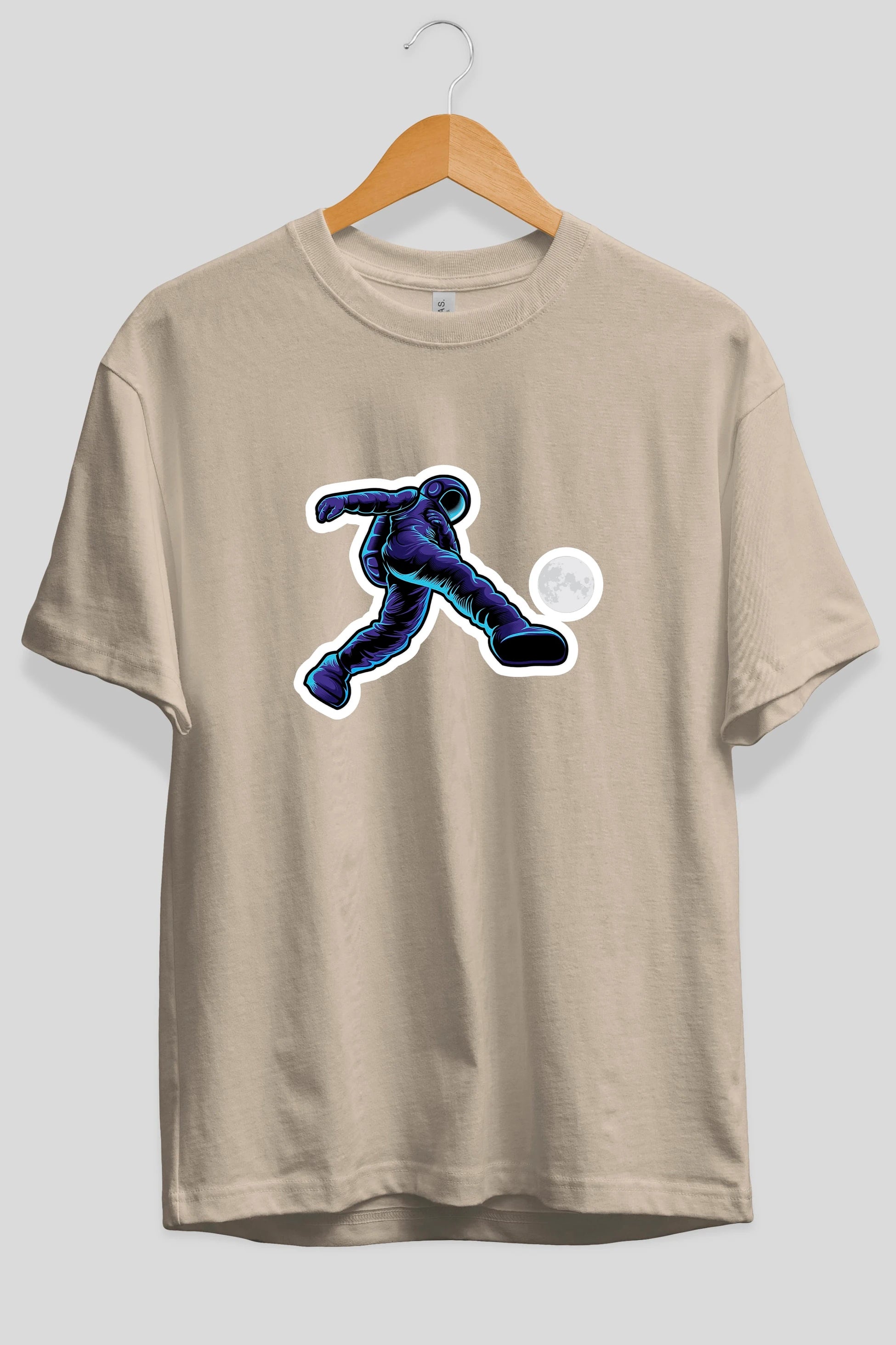 Astroball in Space Sticker Ön Baskılı Oversize t-shirt Erkek Kadın Unisex