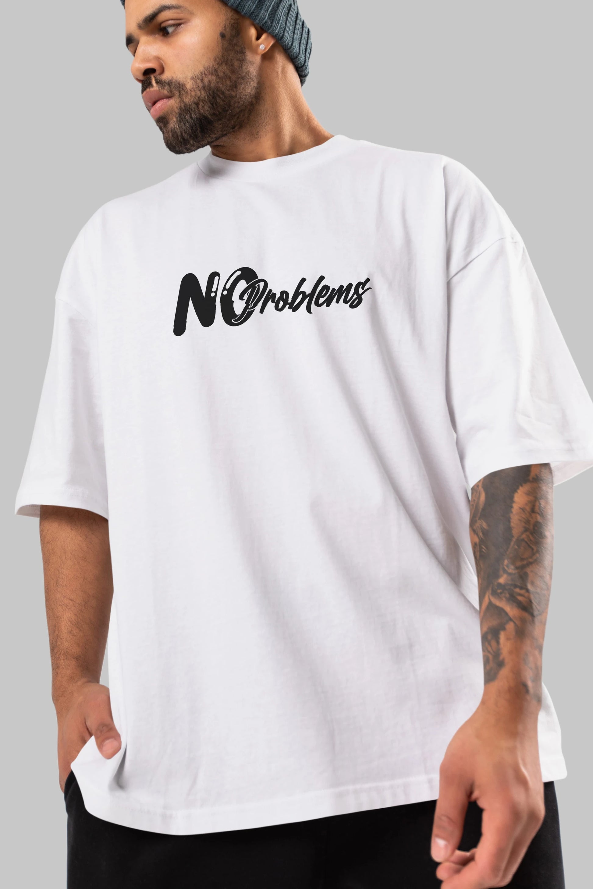 No Problems Ön Baskılı Oversize t-shirt %100 pamuk Erkek Kadın Unisex