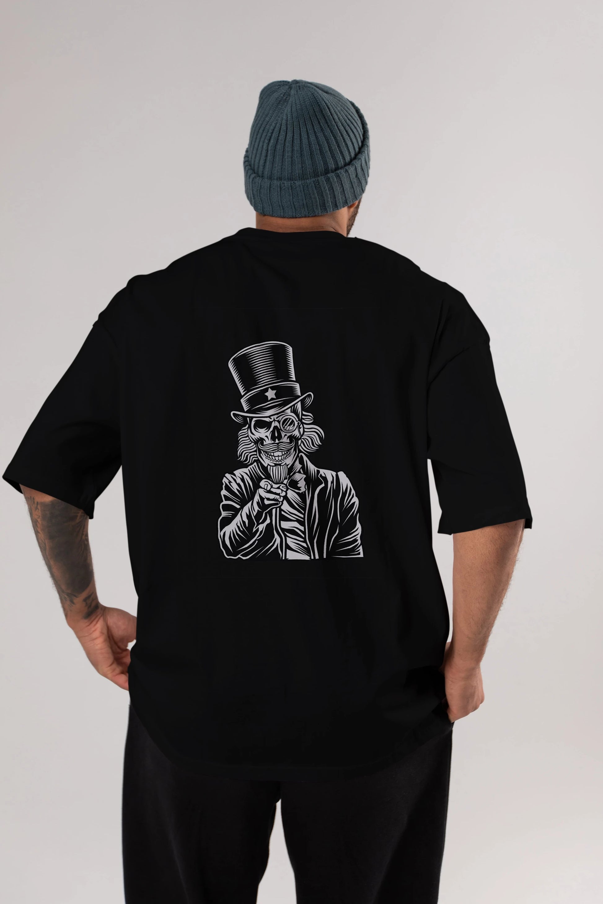 I Want You Skull Arka Baskılı Oversize t-shirt Erkek Kadın Unisex %100 Pamuk tişort