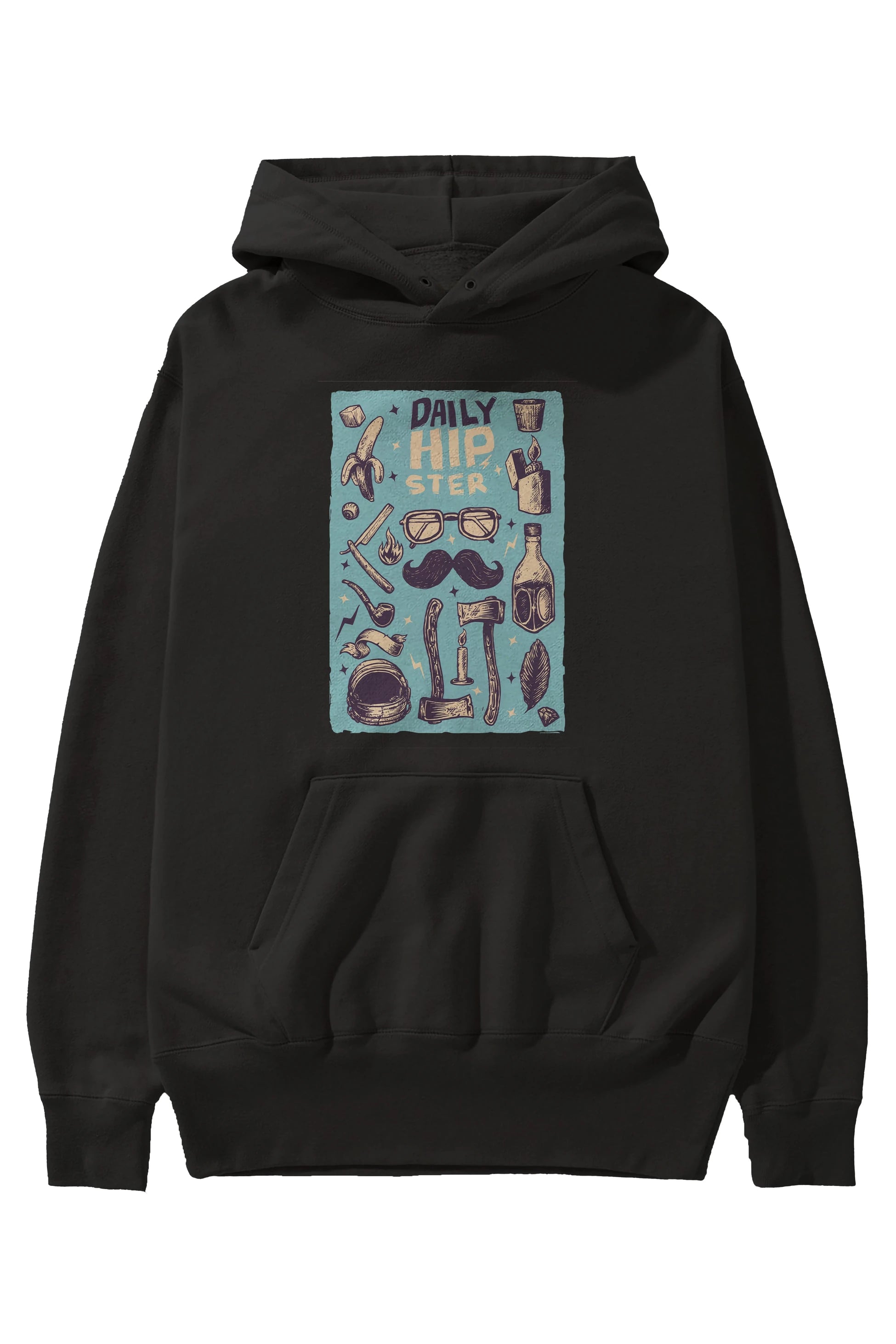 Hipster Ön Baskılı Hoodie Oversize Kapüşonlu Sweatshirt Erkek Kadın Unisex