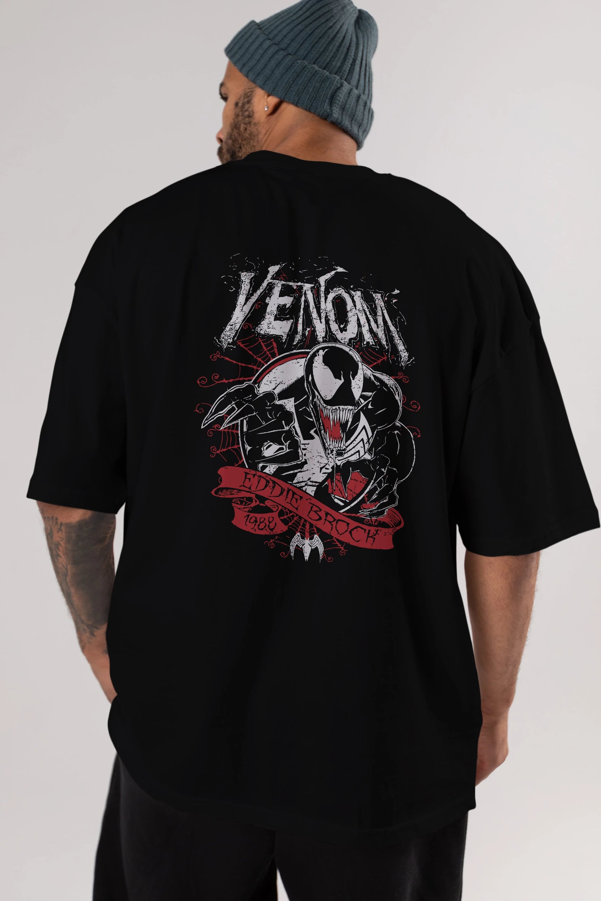 Venom (11) Arka Baskılı Oversize t-shirt Erkek Kadın Unisex %100 Pamuk Bisiklet Yaka tişort