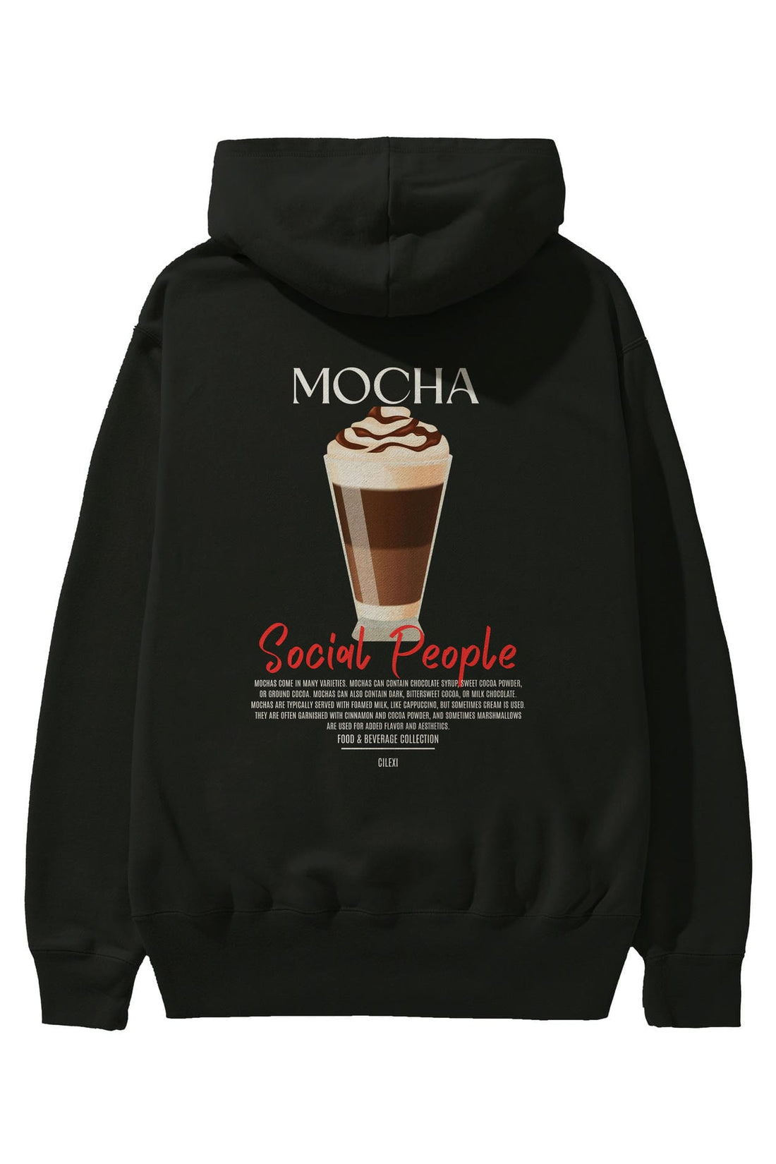 Mocha Kokteyl Arka Baskılı Hoodie Oversize Kapüşonlu Sweatshirt Erkek Kadın