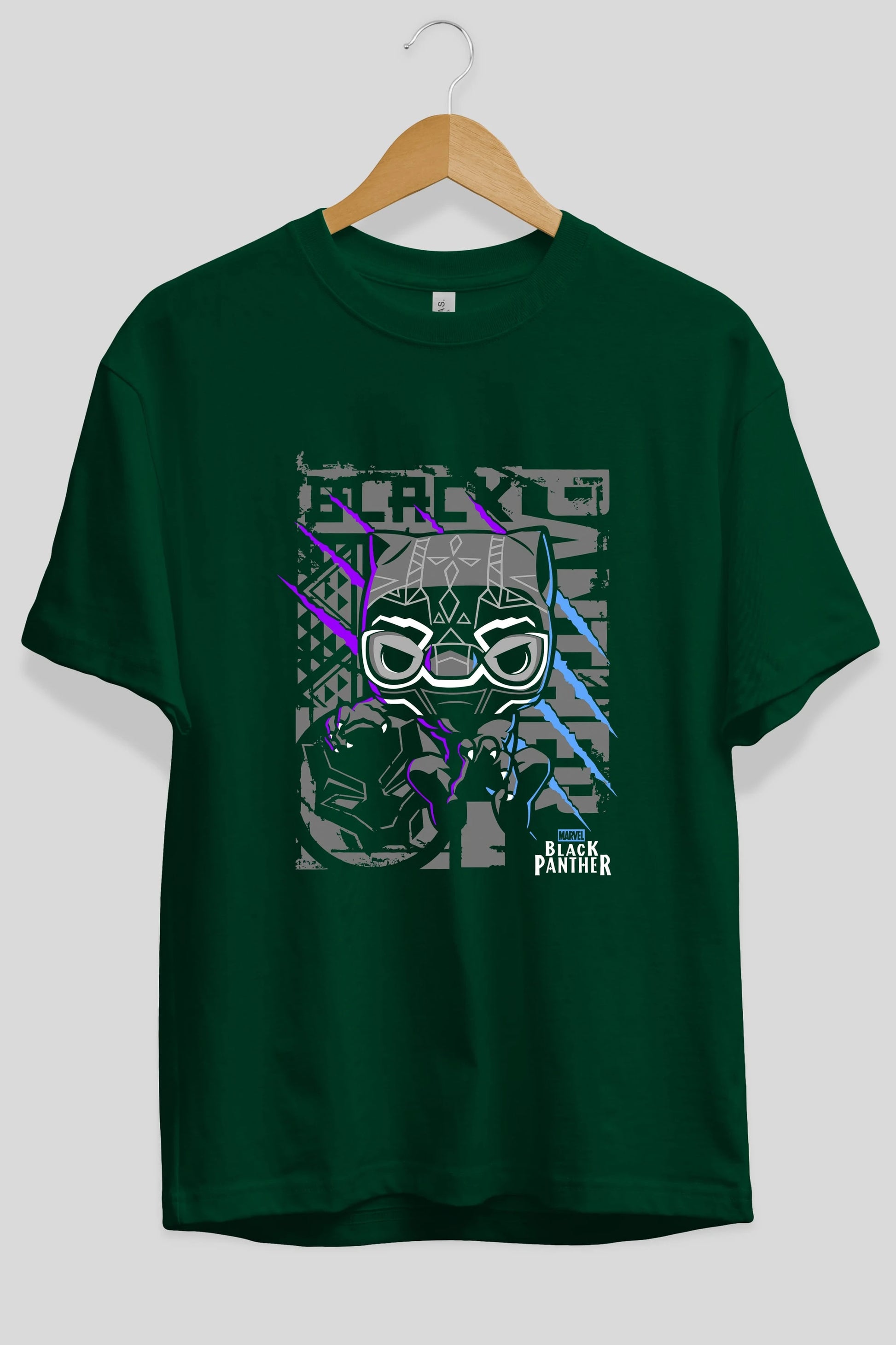 Black Panther Ön Baskılı Oversize t-shirt Erkek Kadın Unisex %100 Pamuk Bisiklet Yaka tişort