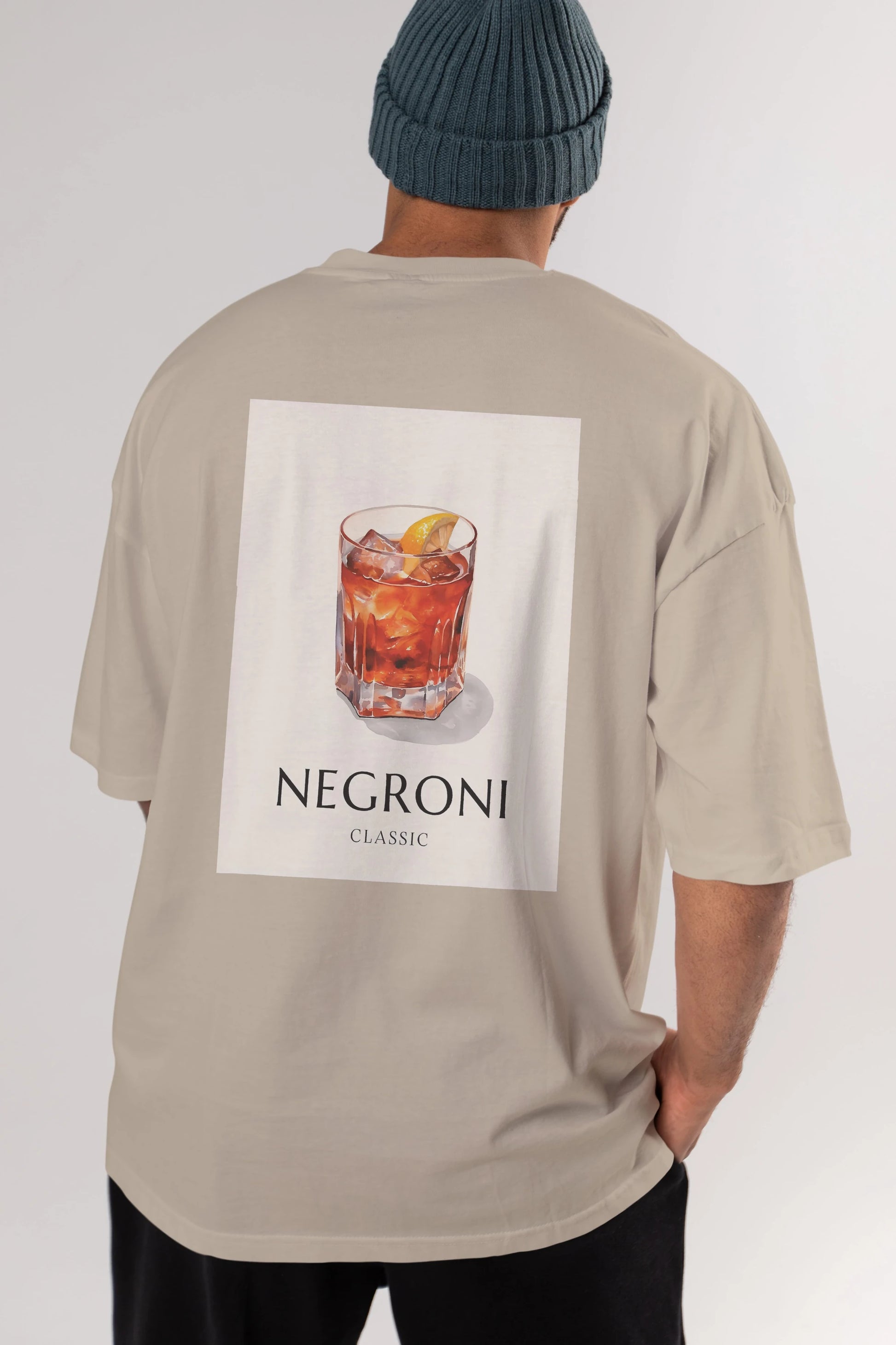 Negroni Classic Arka Baskılı Oversize t-shirt Erkek Kadın Unisex %100 Pamuk Bisiklet Yaka tişort