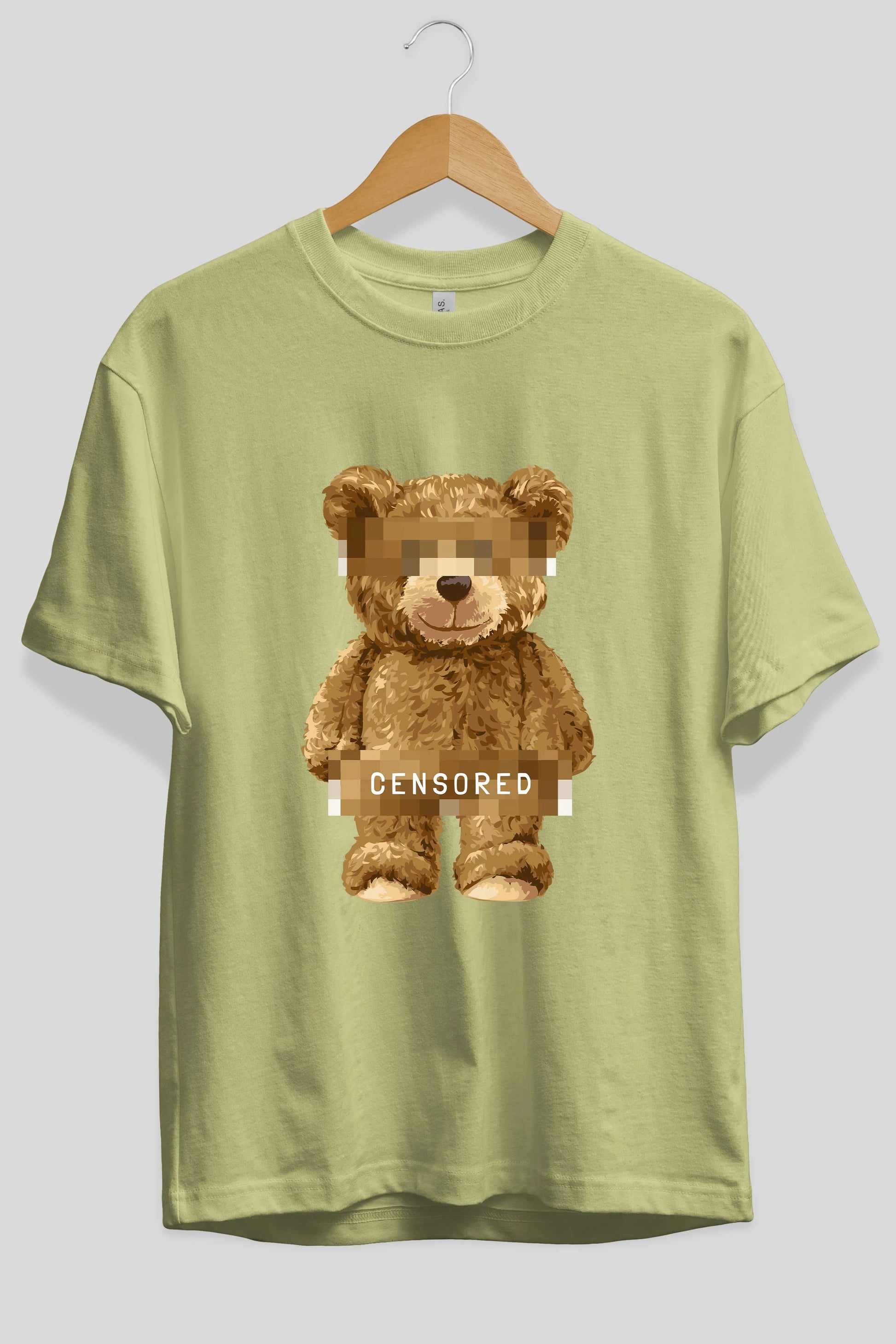 Teddy Bear Censored Ön Baskılı Oversize t-shirt Erkek Kadın Unisex %100 Pamuk