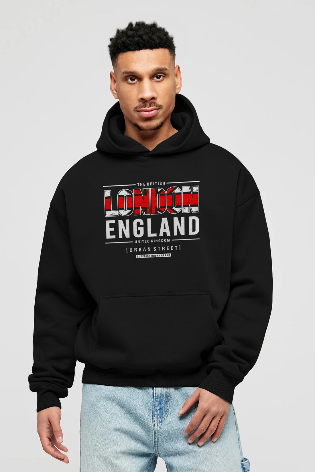 London England 2 Ön Baskılı Oversize Hoodie Kapüşonlu Sweatshirt Erkek Kadın Unisex