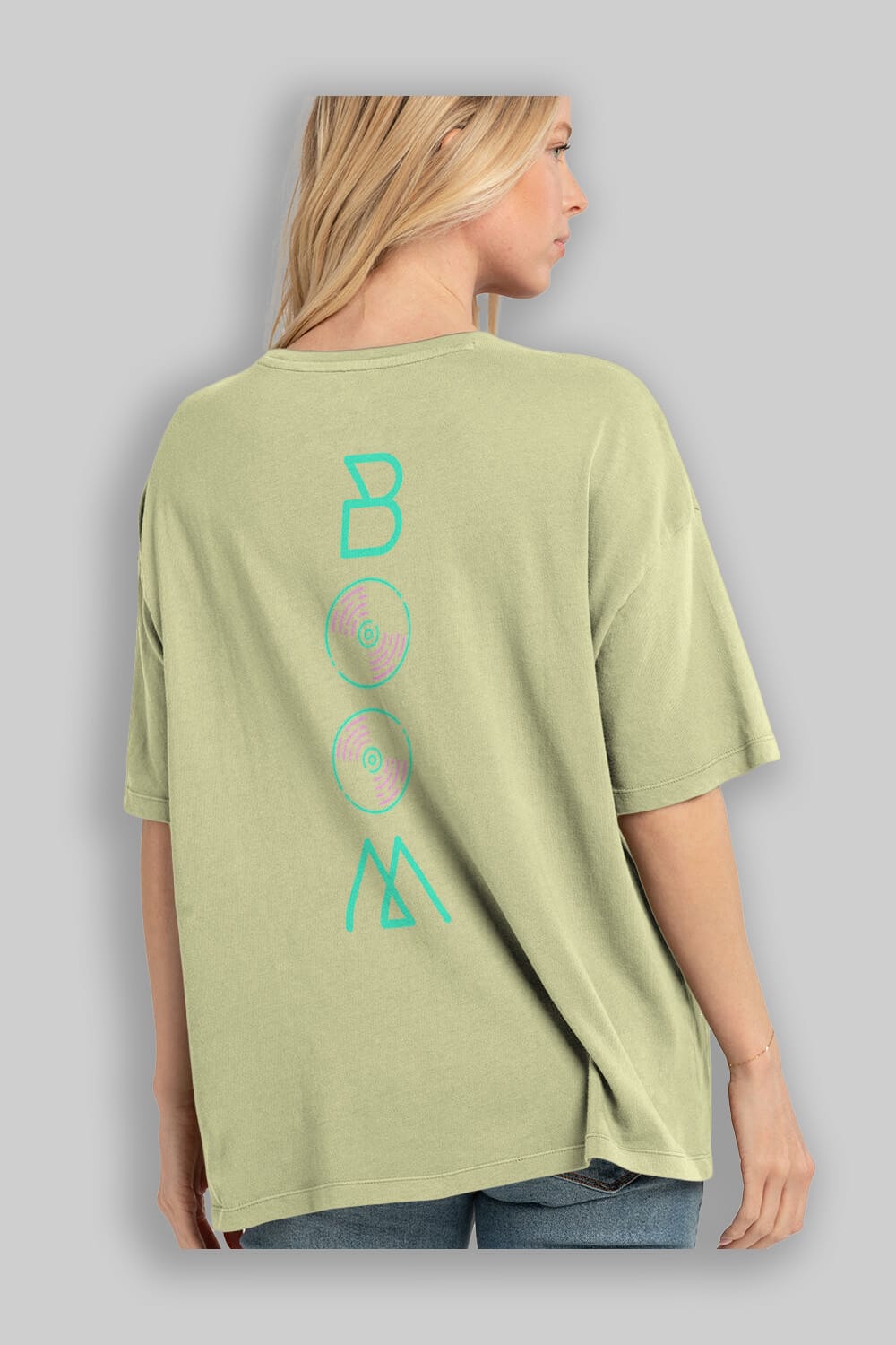 Boom Arka Baskılı Oversize t-shirt Erkek Kadın Unisex