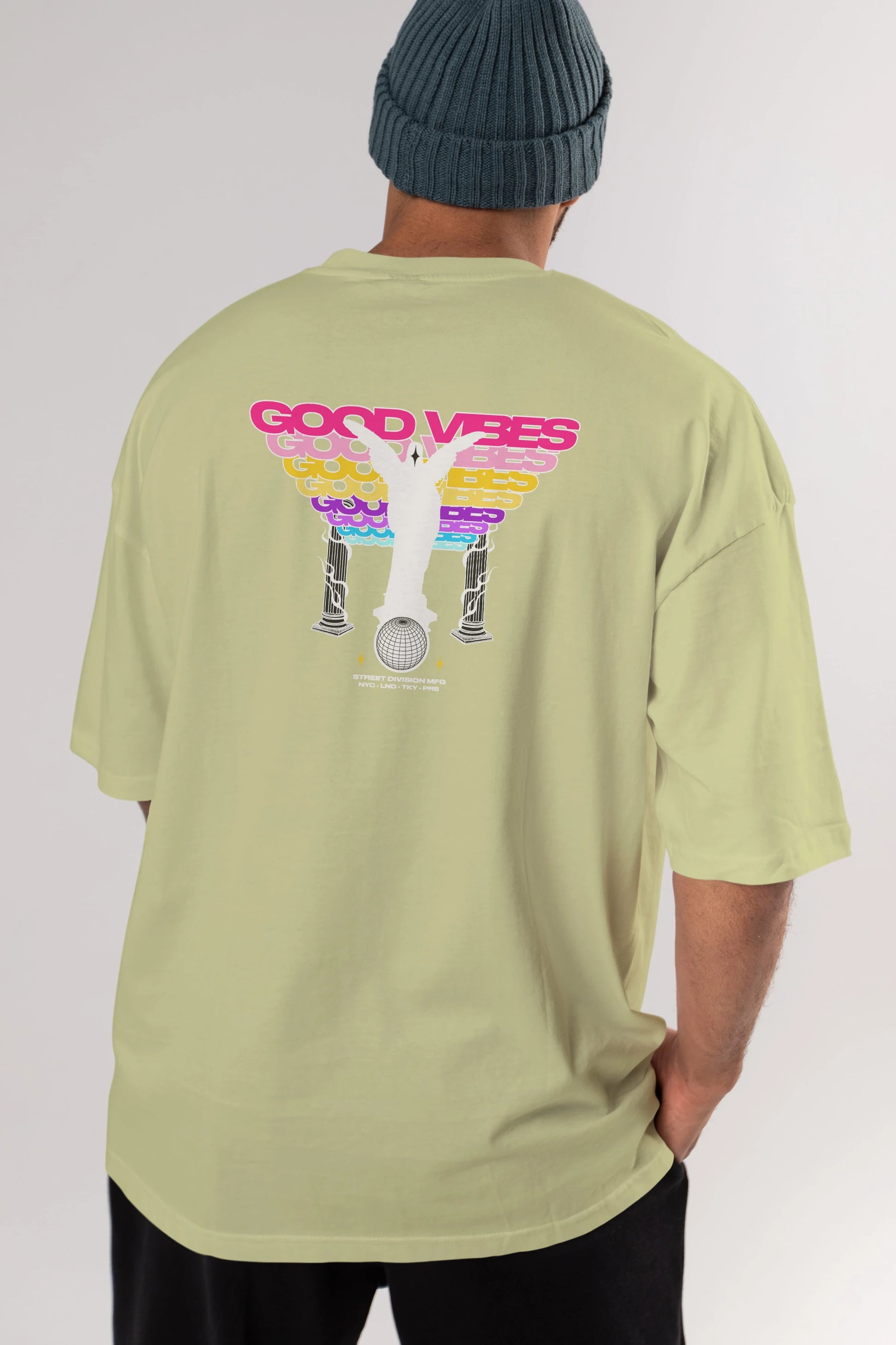 Good Vibes Arka Baskılı Oversize t-shirt Erkek Kadın Unisex