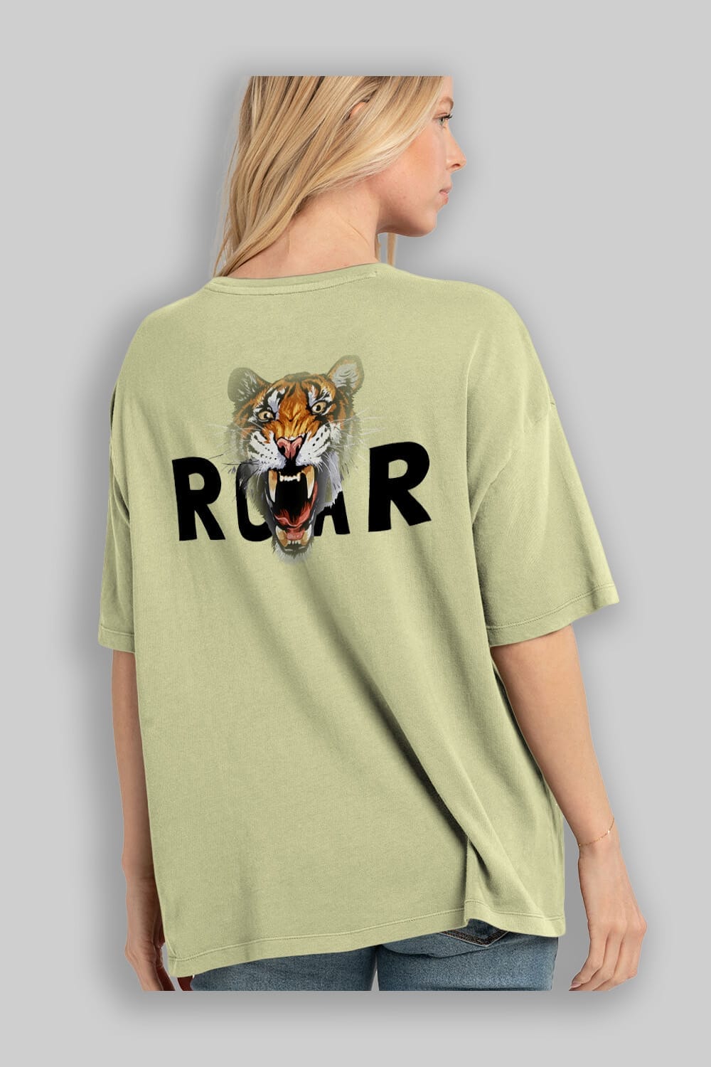 Teddy Bear Roar Arka Baskılı Oversize t-shirt Erkek Kadın Unisex %100 Pamuk