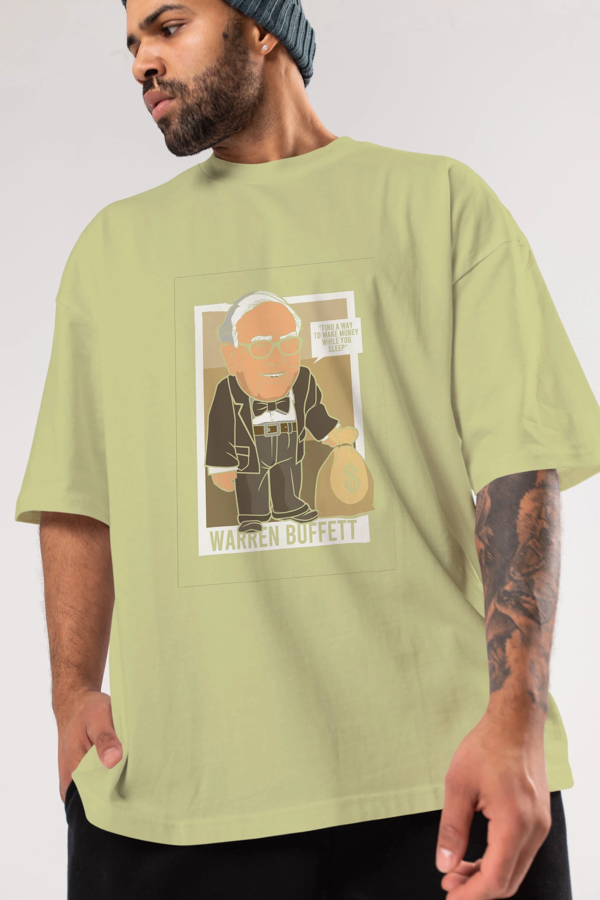 Warren Buffet Up Carl Ön Baskılı Oversize t-shirt Erkek Kadın Unisex %100 Pamuk tişort