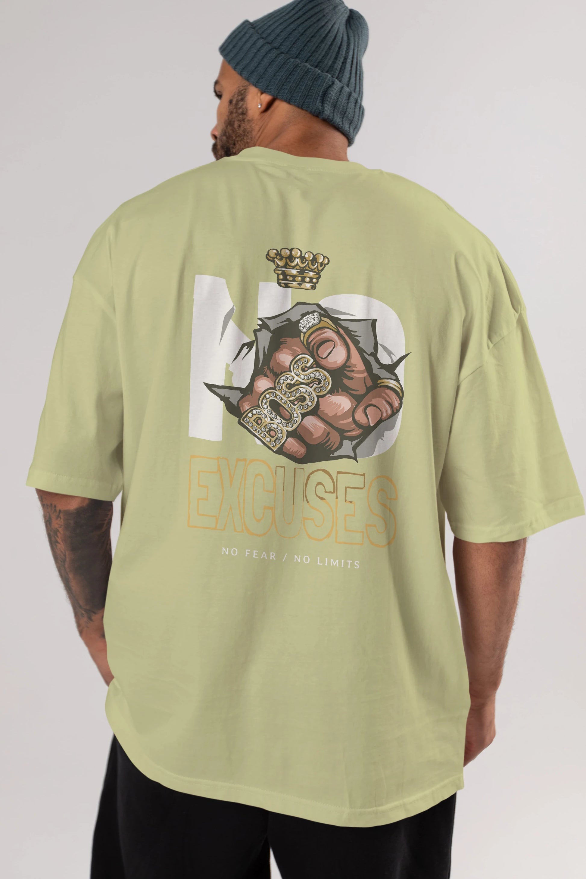 No Excuses Arka Baskılı Oversize t-shirt Erkek Kadın Unisex