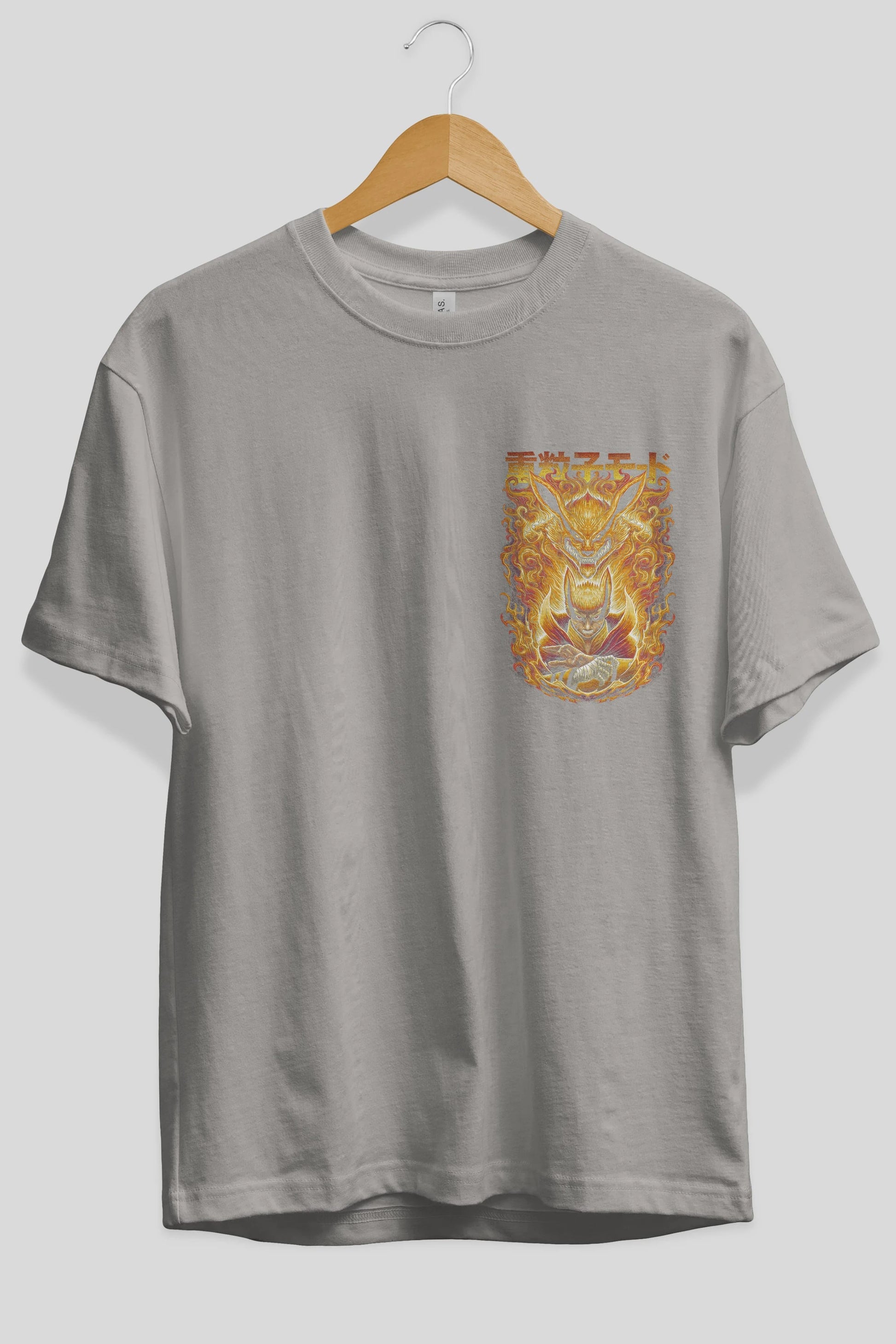 NARUTO KYUUBI 1 Ön Sol Baskılı Oversize t-shirt Erkek Kadın Unisex %100 Pamuk Bisiklet Yaka tişort