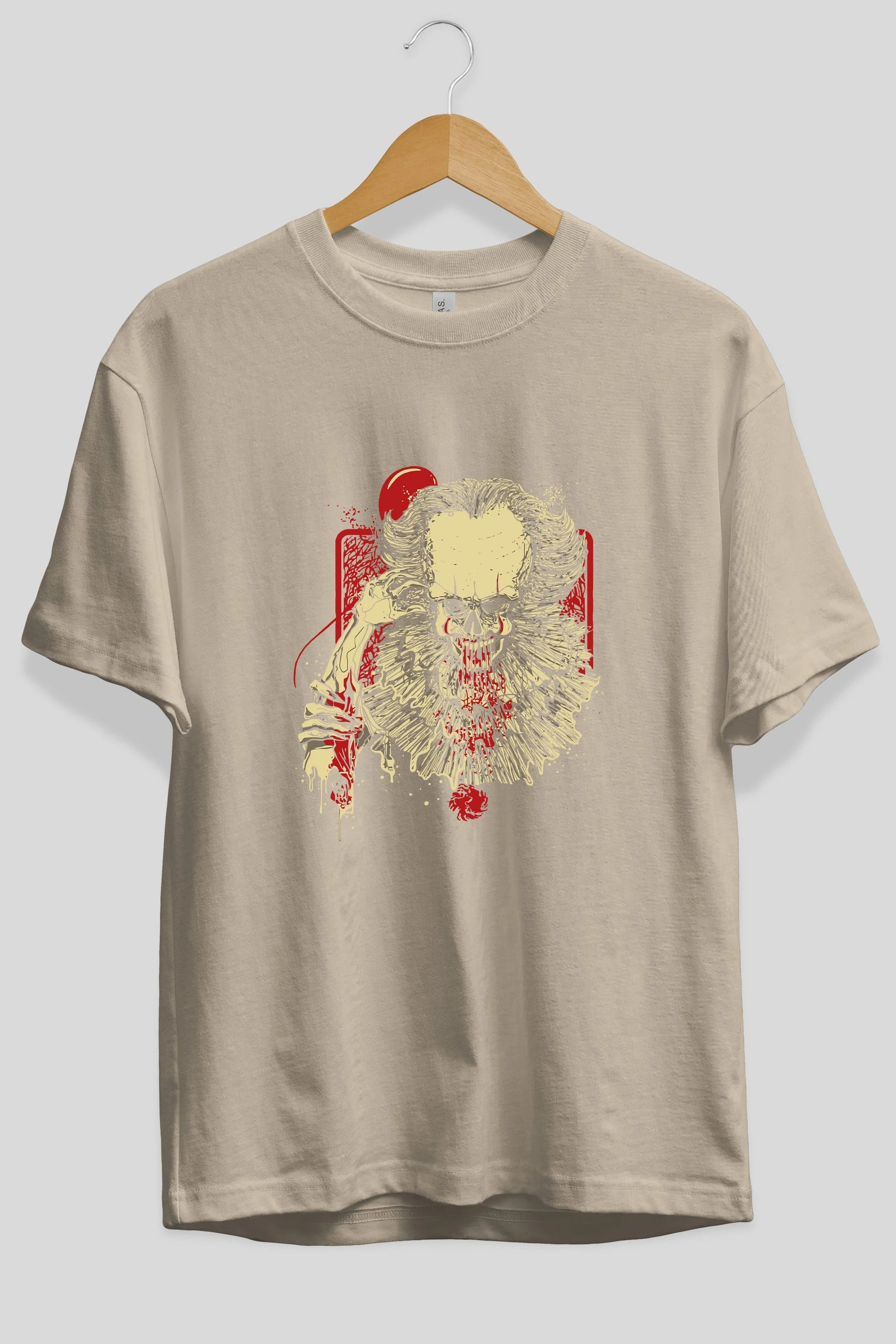 it (2) Ön Baskılı Oversize t-shirt Erkek Kadın Unisex %100 Pamuk Bisiklet Yaka tişort