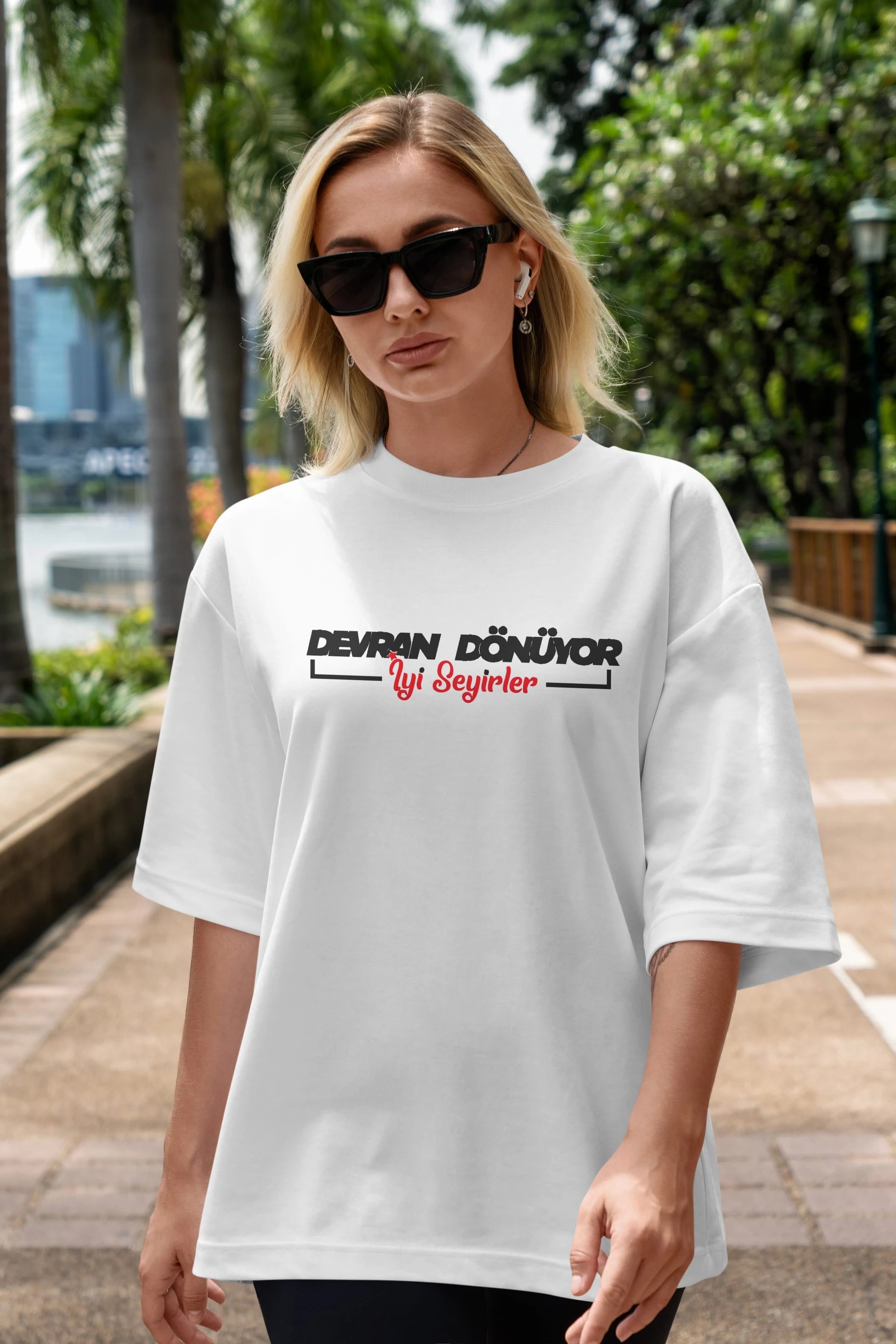 Devran Dönüyor İyi Seyirler Ön Baskılı Oversize t-shirt %100 pamuk Erkek Kadın Unisex