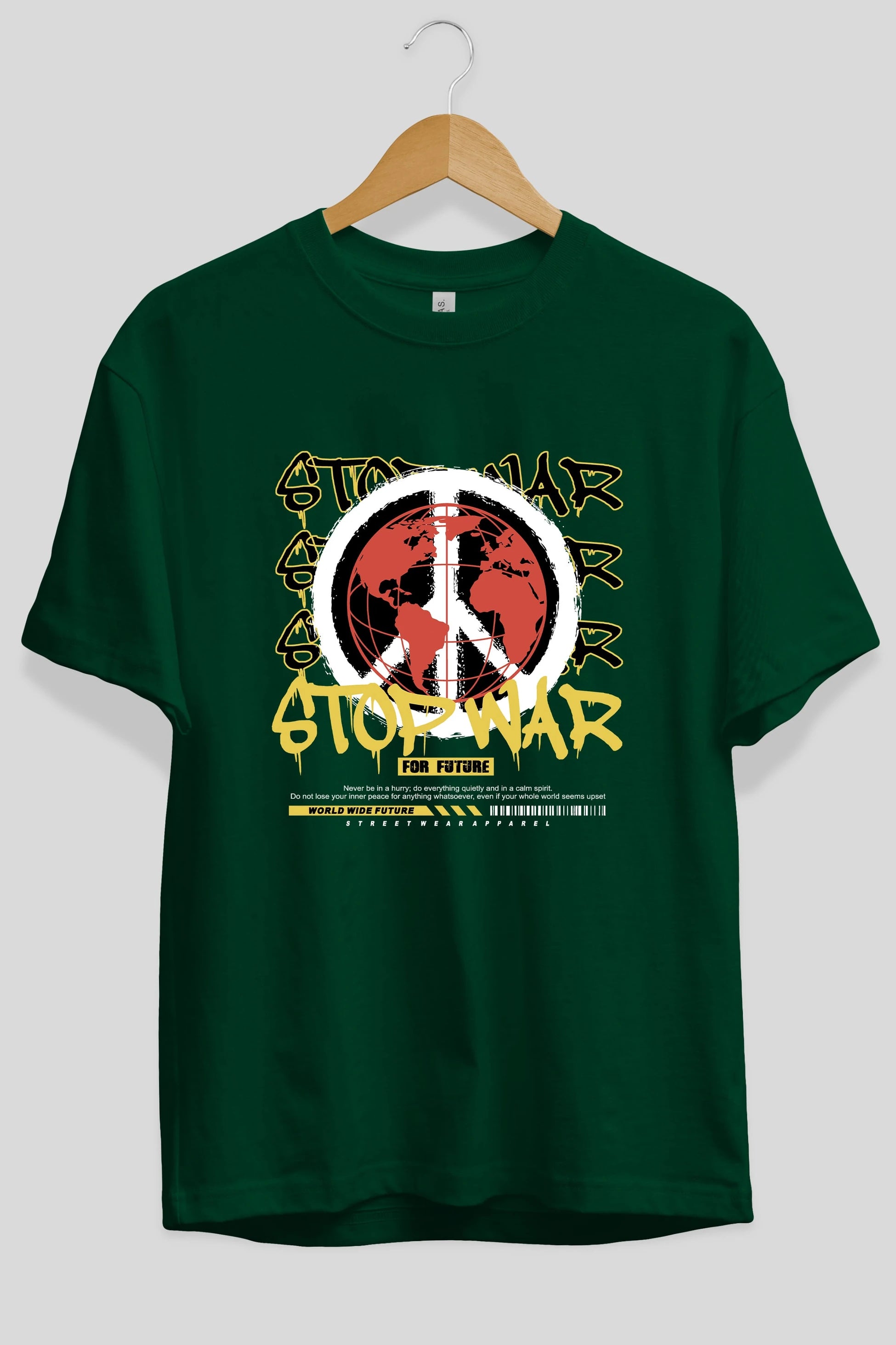 Stop War for Future Ön Baskılı Oversize t-shirt Erkek Kadın Unisex