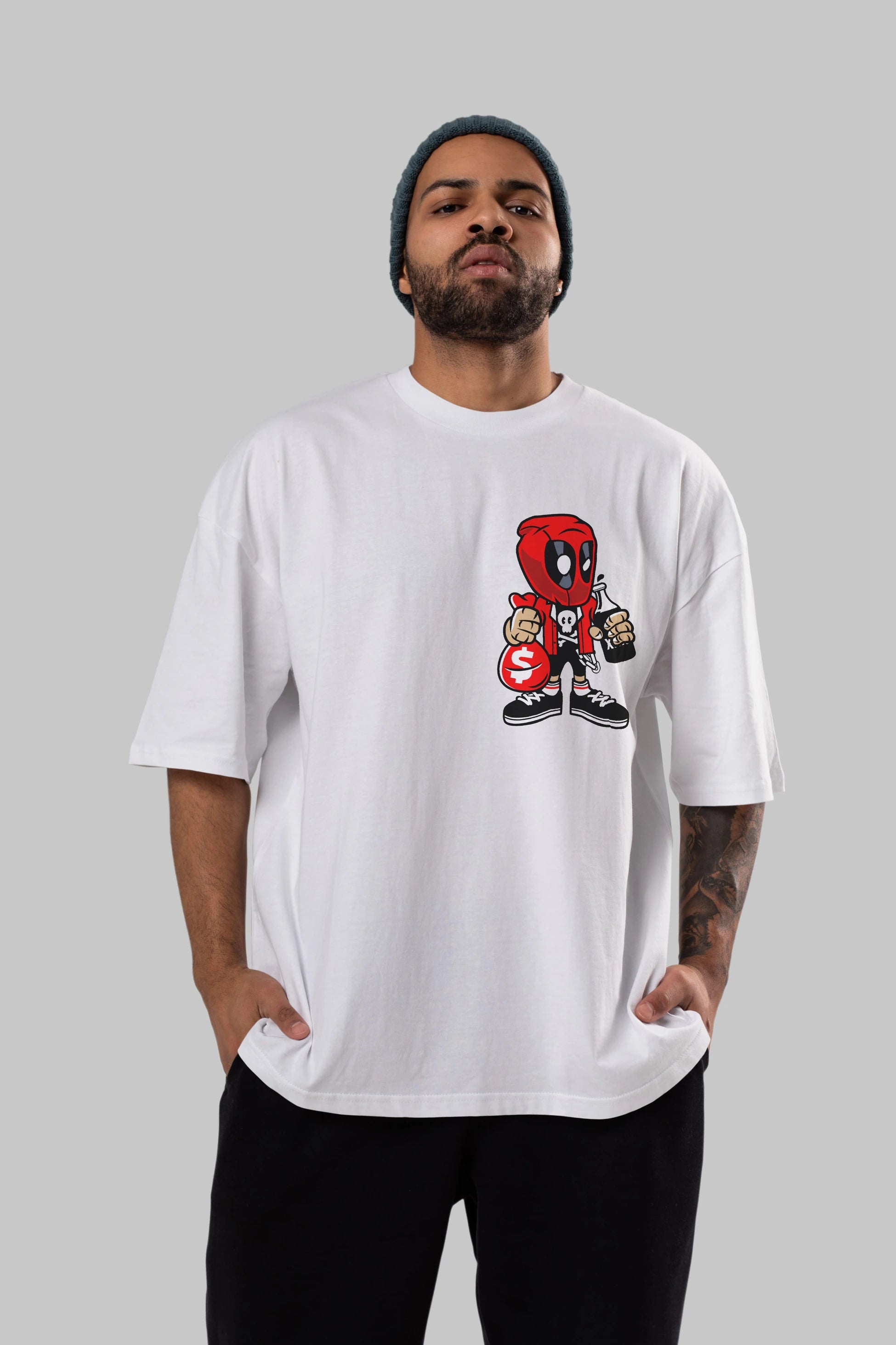 Deadpool (20) Ön Sol Baskılı Oversize t-shirt Erkek Kadın Unisex %100 Pamuk Bisiklet Yaka tişort