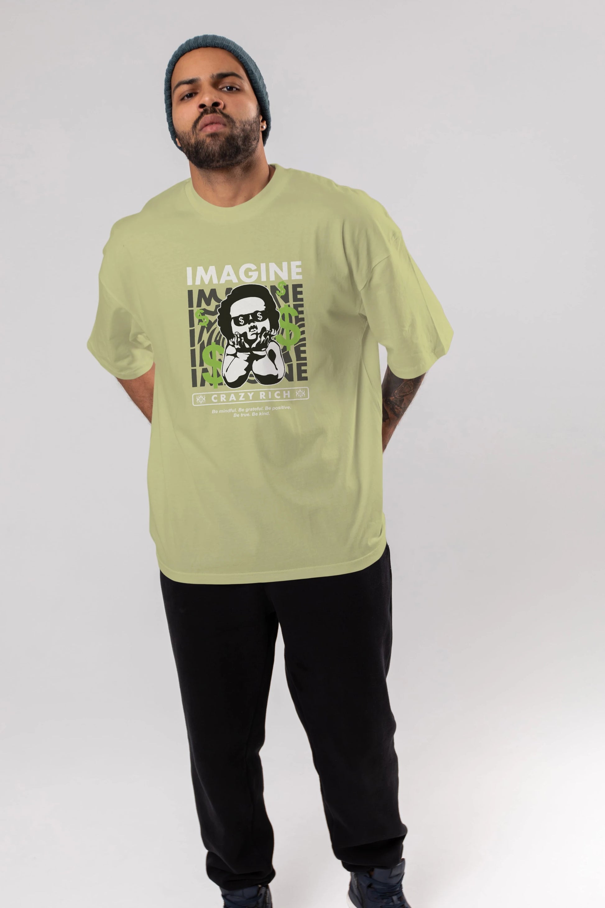 Imagine Crazy Rich Ön Baskılı Oversize t-shirt Erkek Kadın Unisex