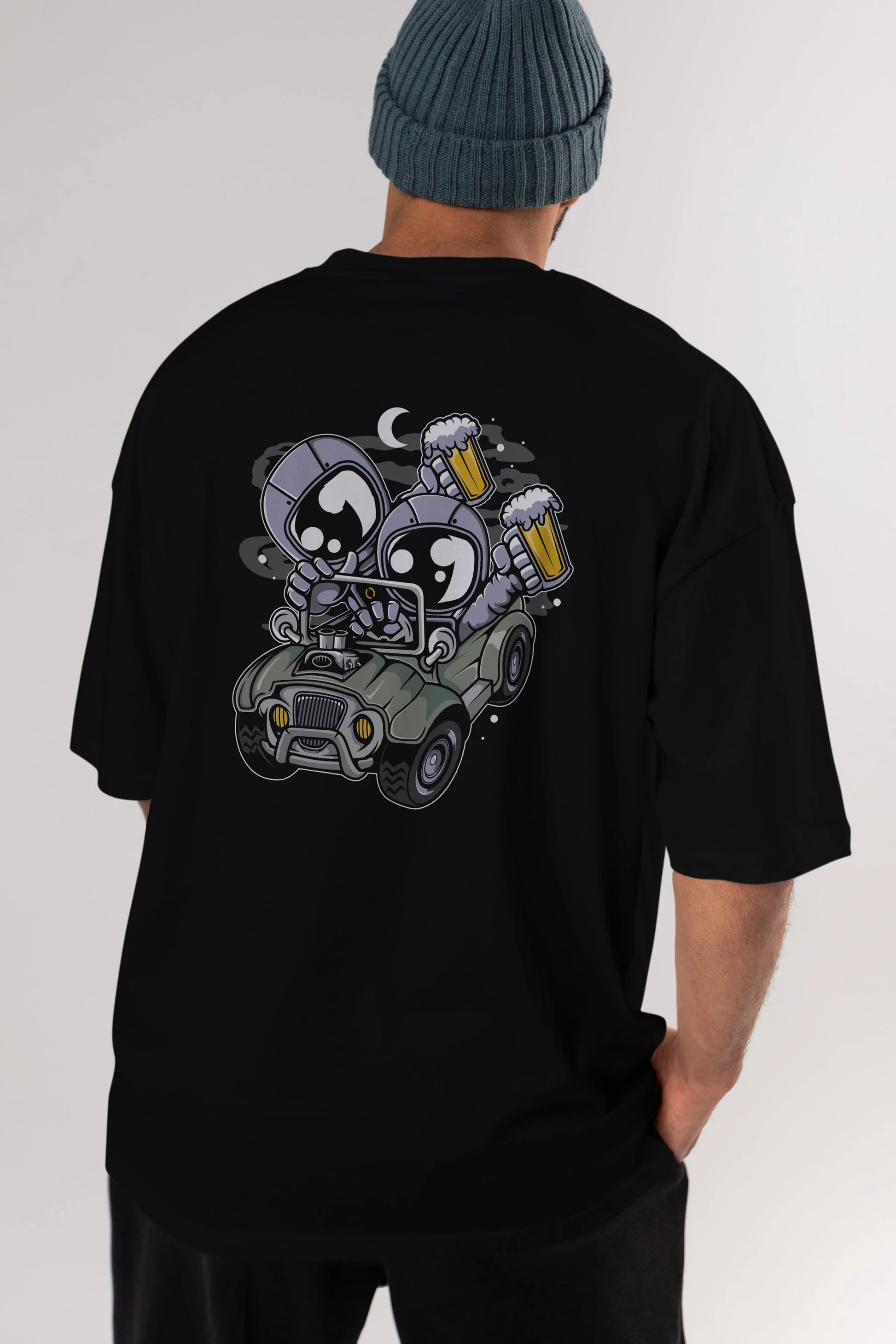 Astronaut Offroad Arka Baskılı Oversize t-shirt Erkek Kadın Unisex