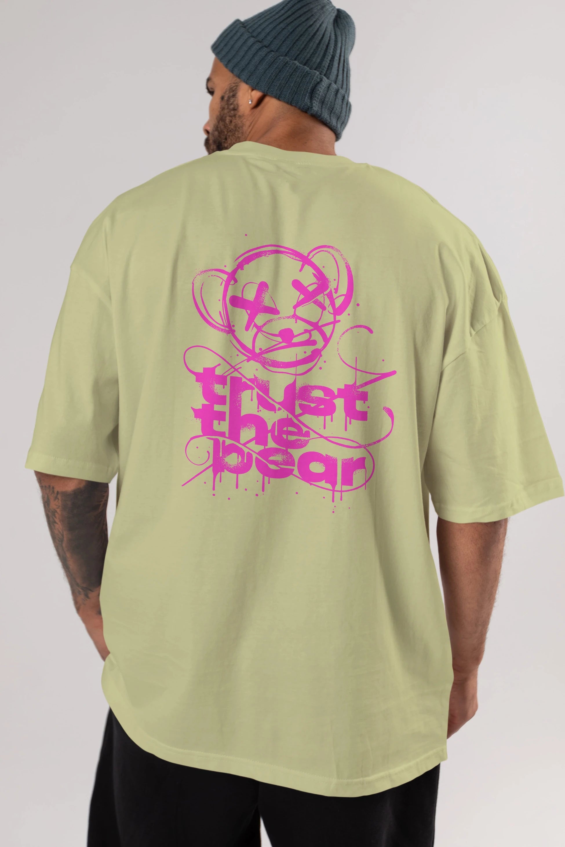 Trust The Bear 2 Arka Baskılı Oversize t-shirt Erkek Kadın Unisex