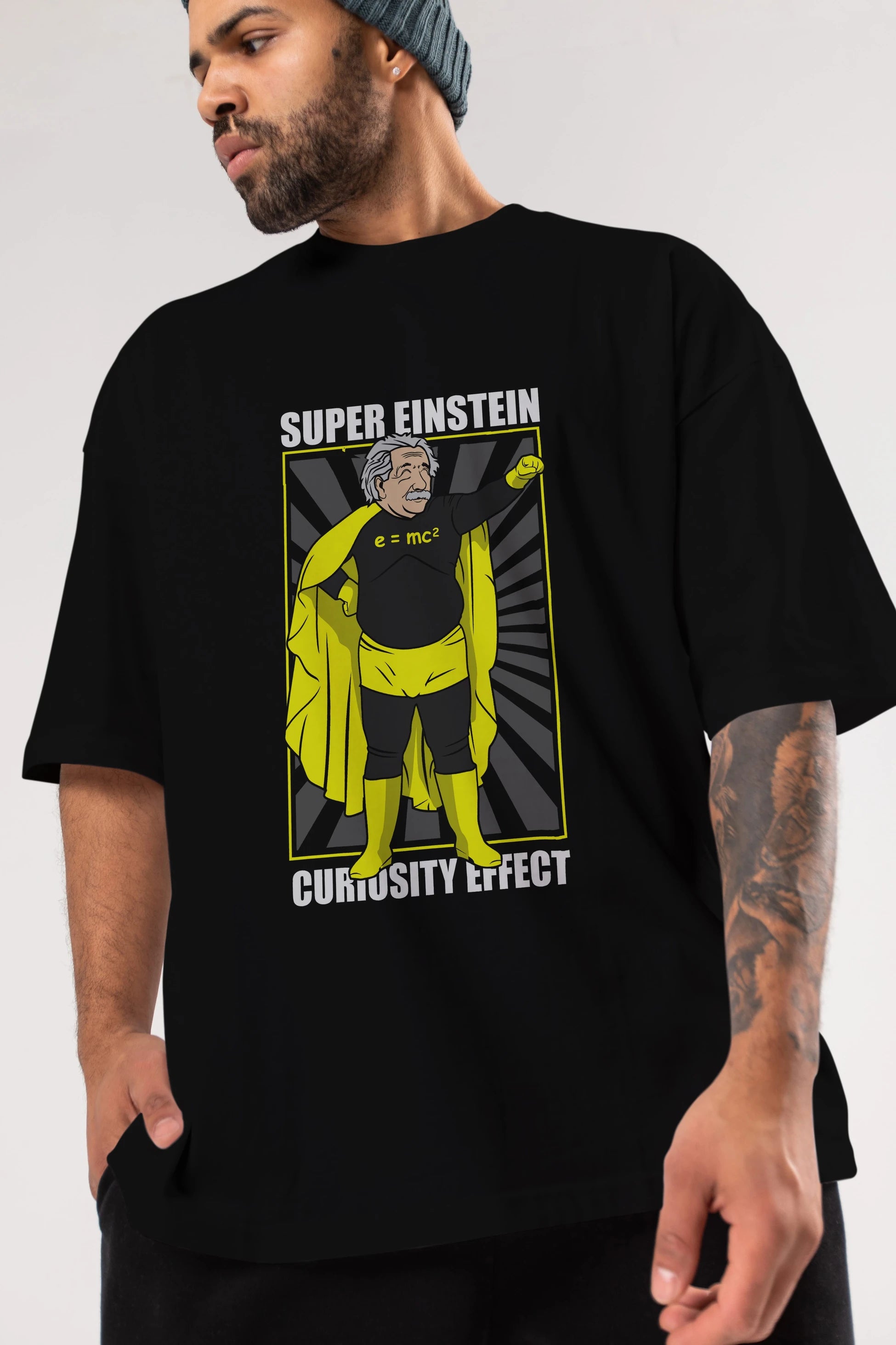 Super Einsten Ön Baskılı Oversize t-shirt Erkek Kadın Unisex %100 Pamuk tişort