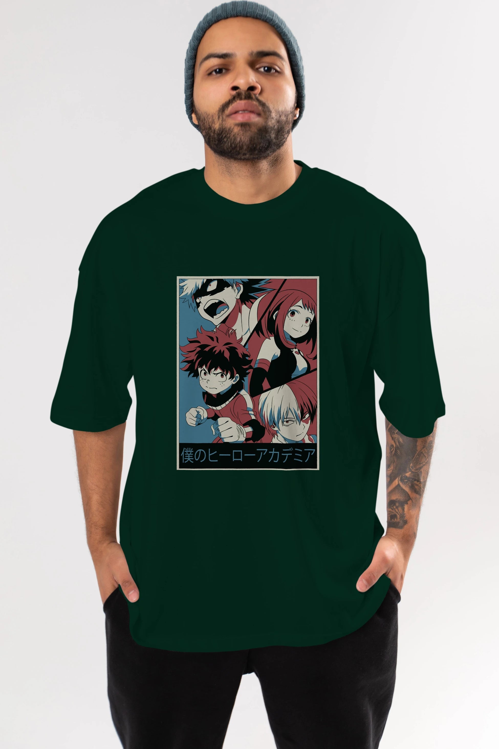 BokuNoHero Anime Ön Baskılı Oversize t-shirt %100 pamuk Erkek Kadın Unisex