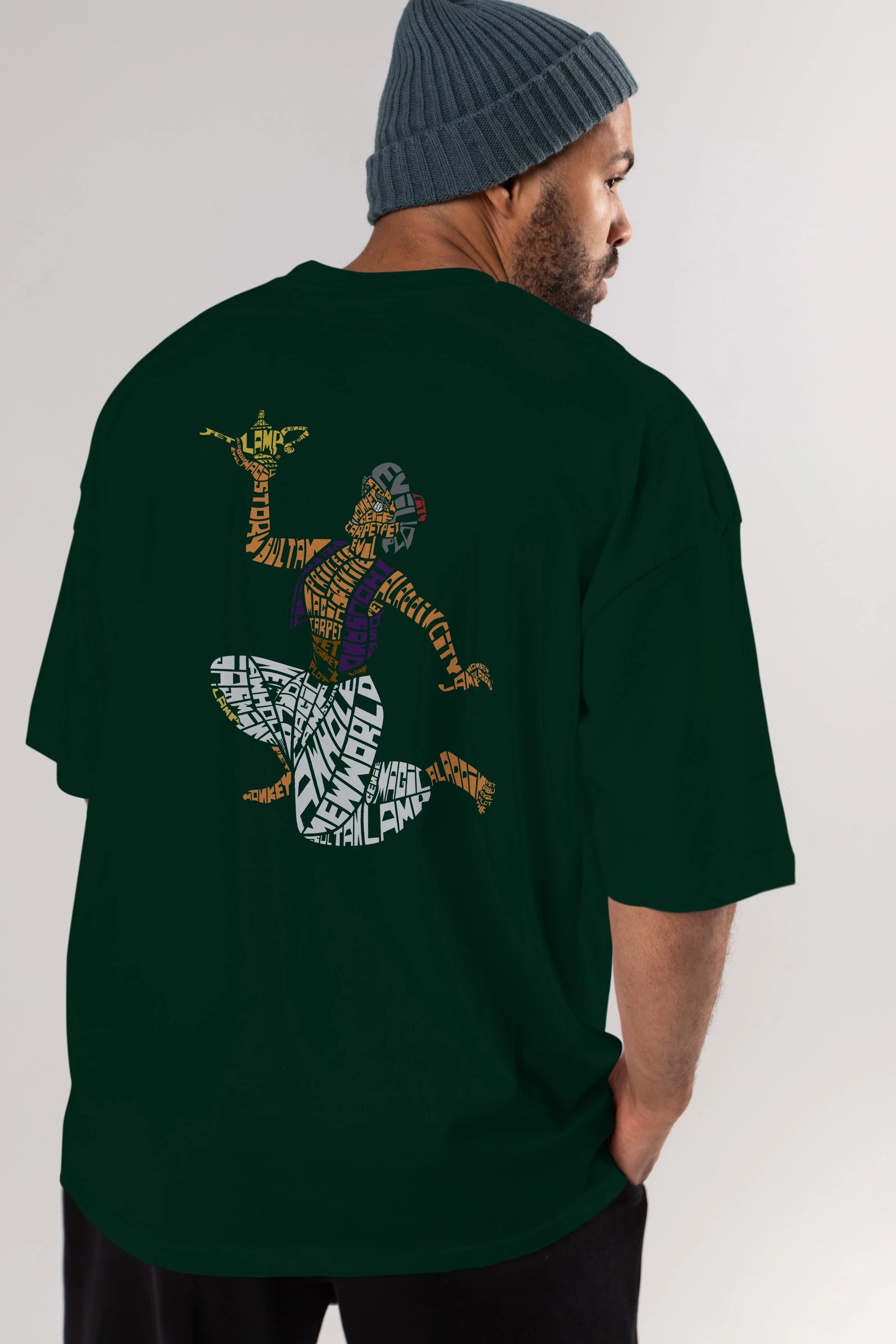 Aladdin Arka Baskılı Oversize t-shirt %100 pamuk Erkek Kadın Unisex