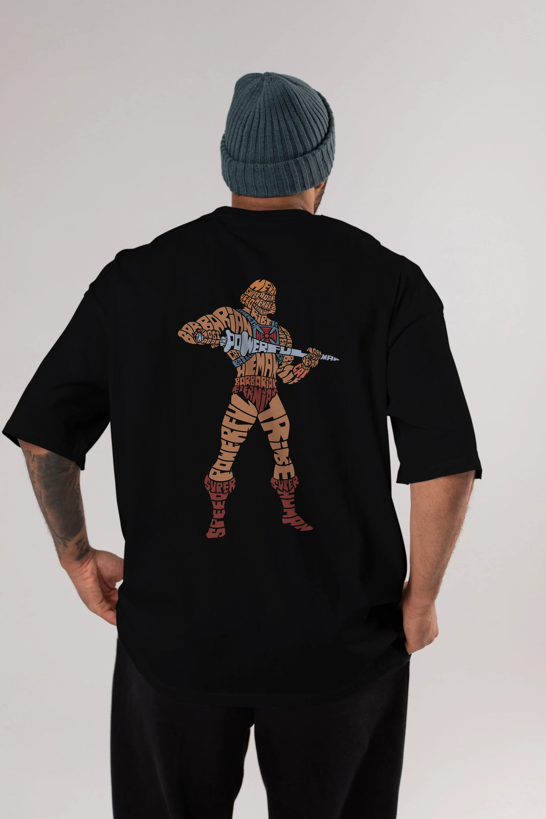 Heman Arka Baskılı Oversize t-shirt %100 pamuk Erkek Kadın Unisex