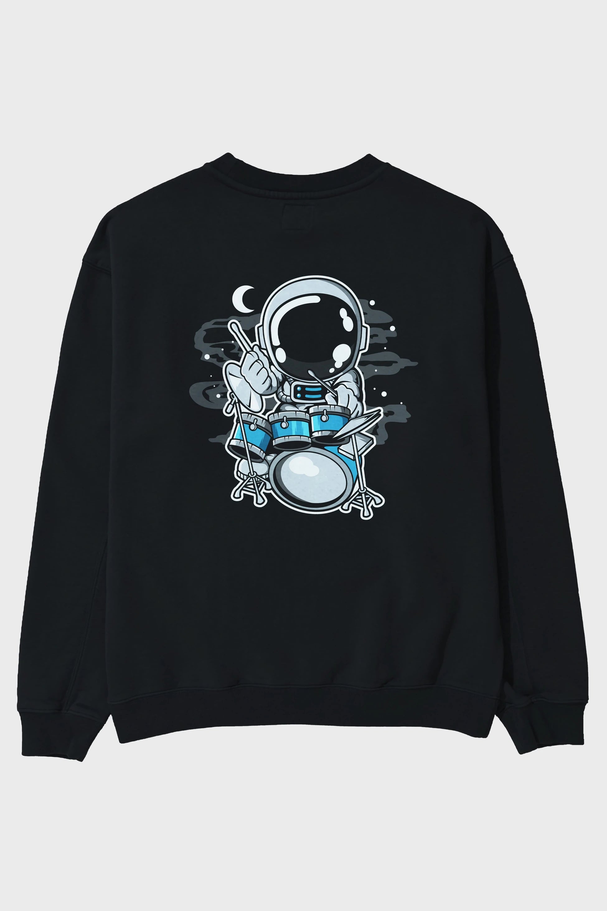 Astronaut Drummer Arka Baskılı Oversize Sweatshirt Erkek Kadın Unisex
