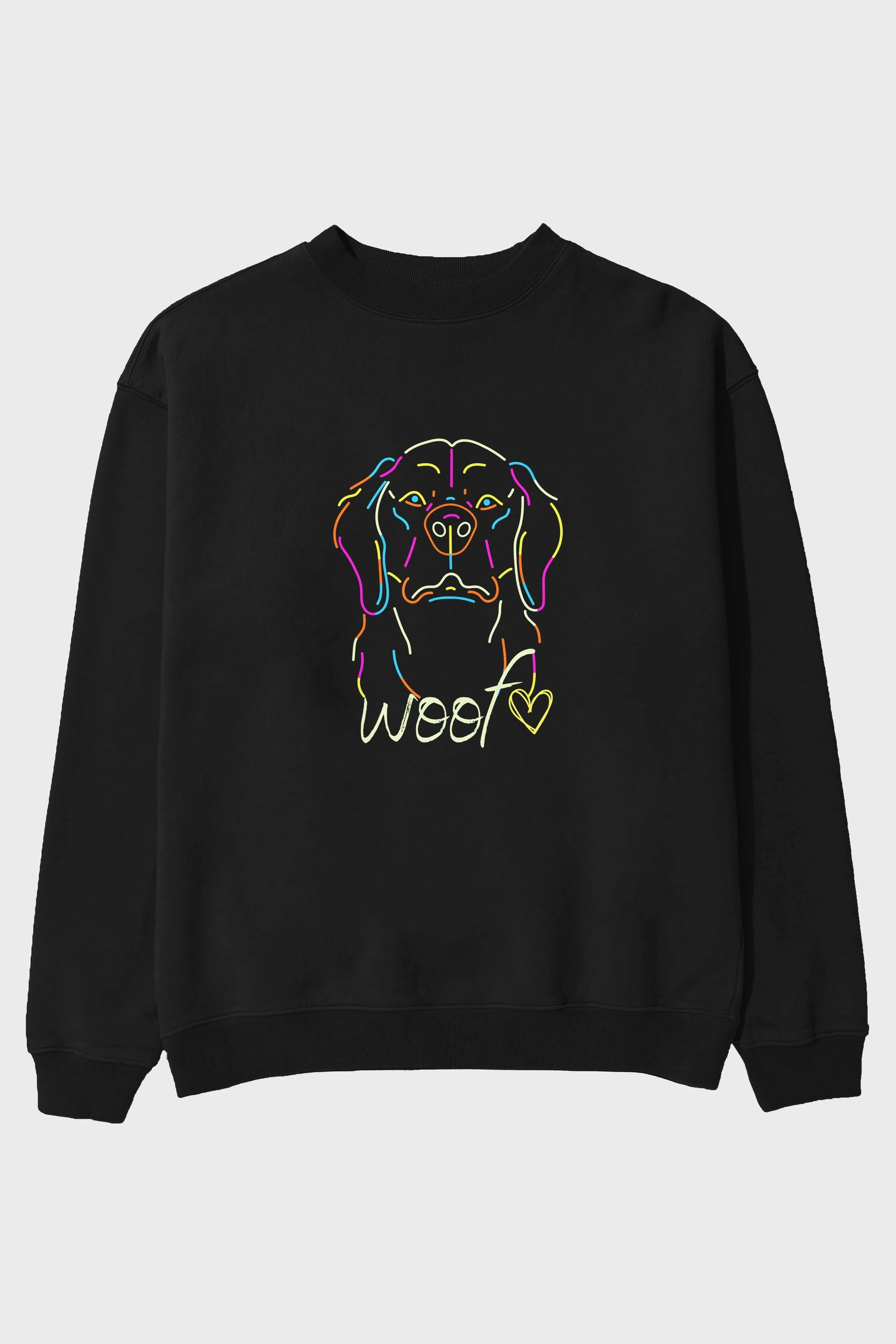 Neon Dog Ön Baskılı Oversize Sweatshirt Erkek Kadın Unisex